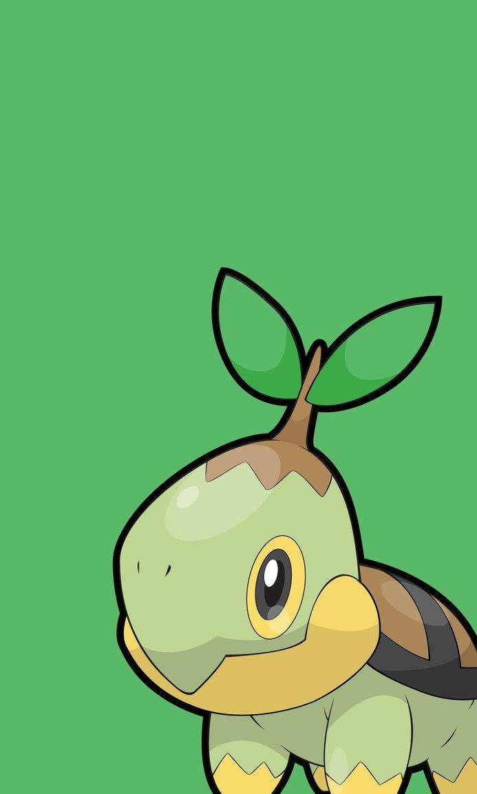 Turtwig, green, black outline, SD Phone Wallpaper