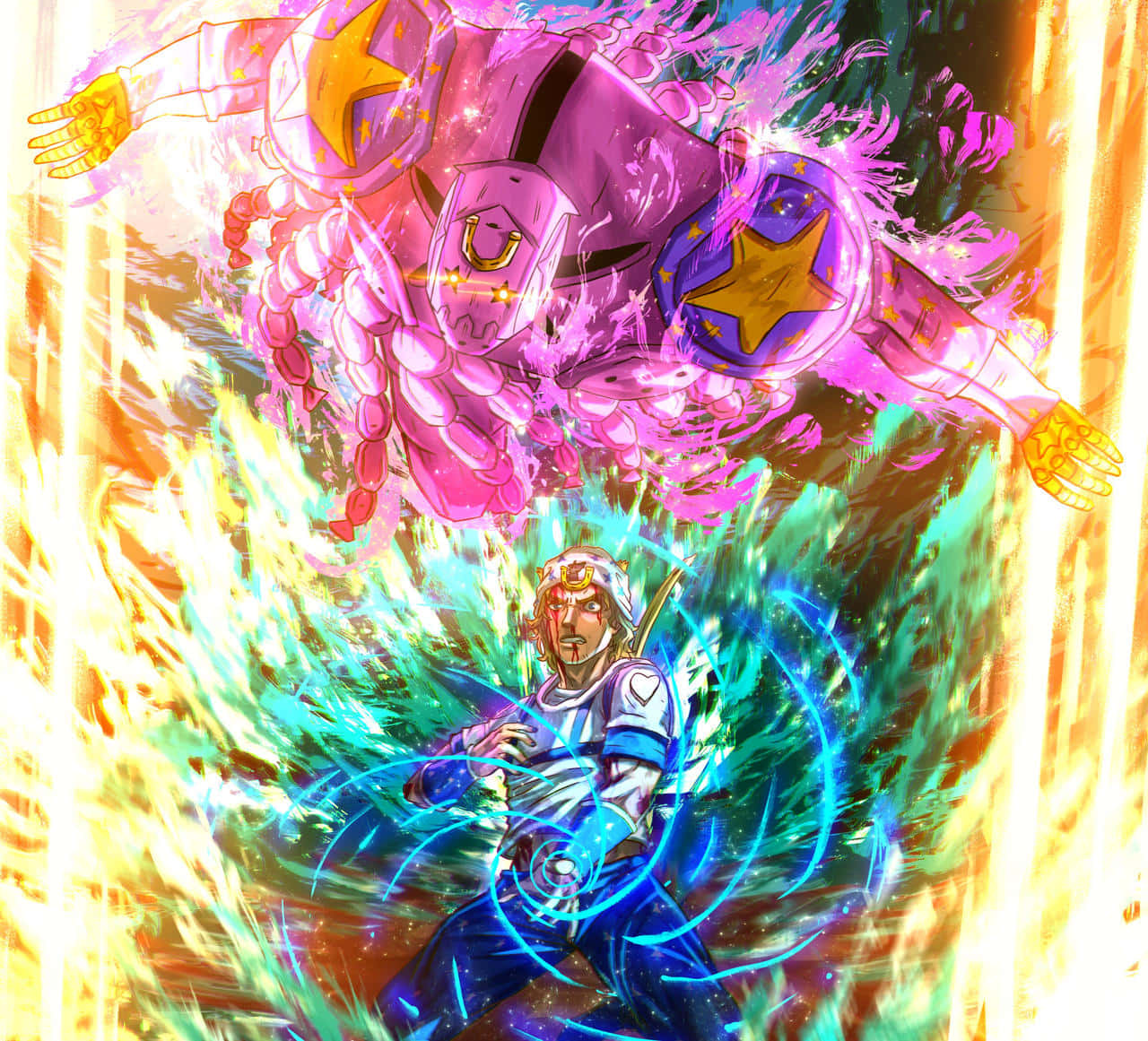 Tusk Act 4, pink armored warrior, blue energy wielding fighter, HD Desktop Wallpaper