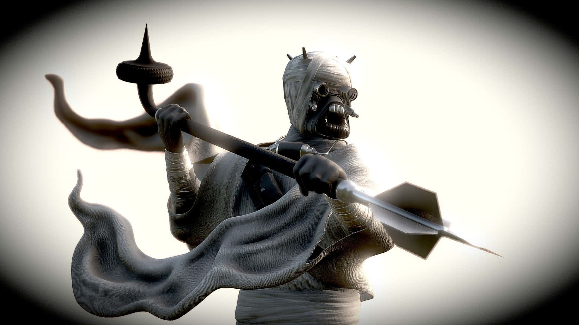 Tusken Raiders, glowing eyes, spiked staff, Full HD Desktop Wallpaper