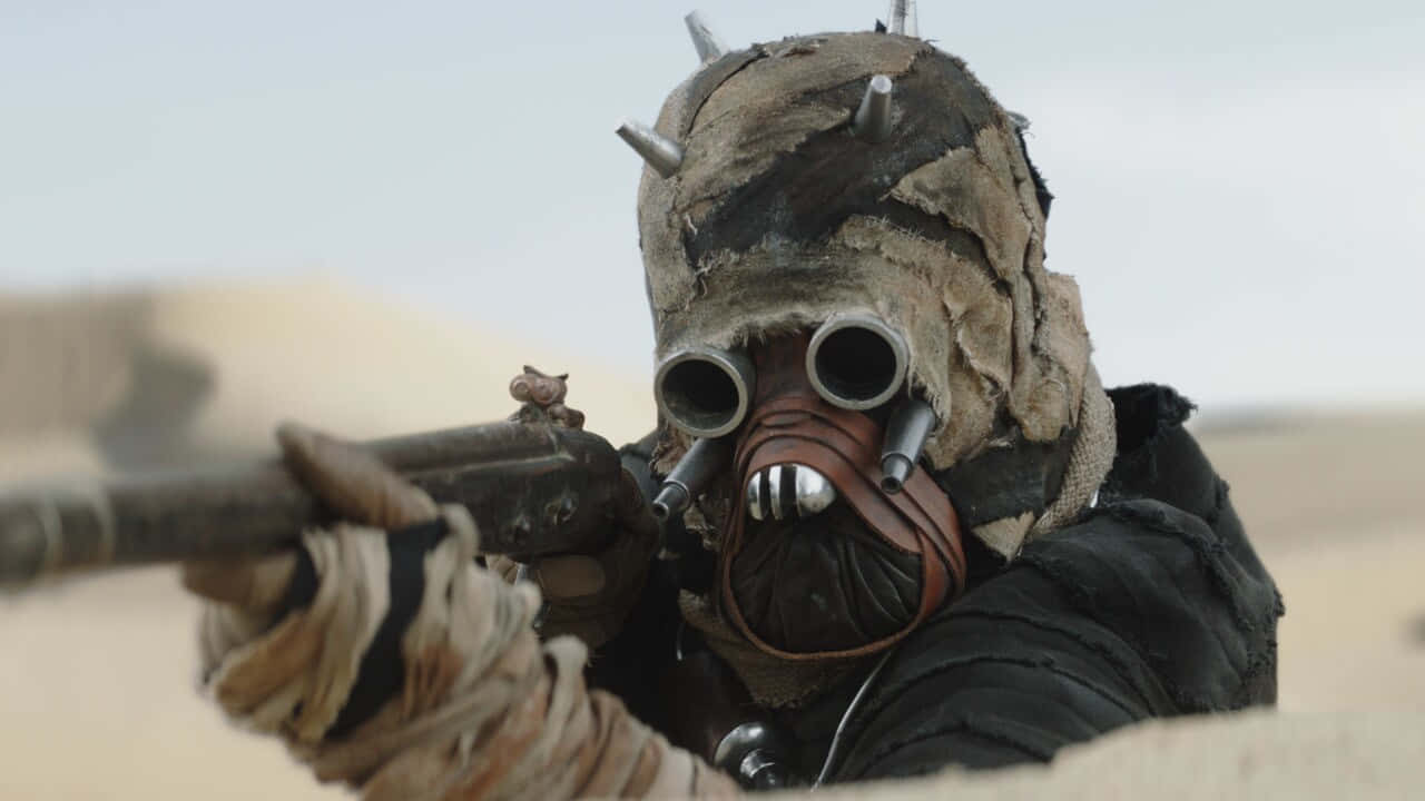 Tusken Raiders, spiked helmet, blaster rifle, HD Desktop Wallpaper