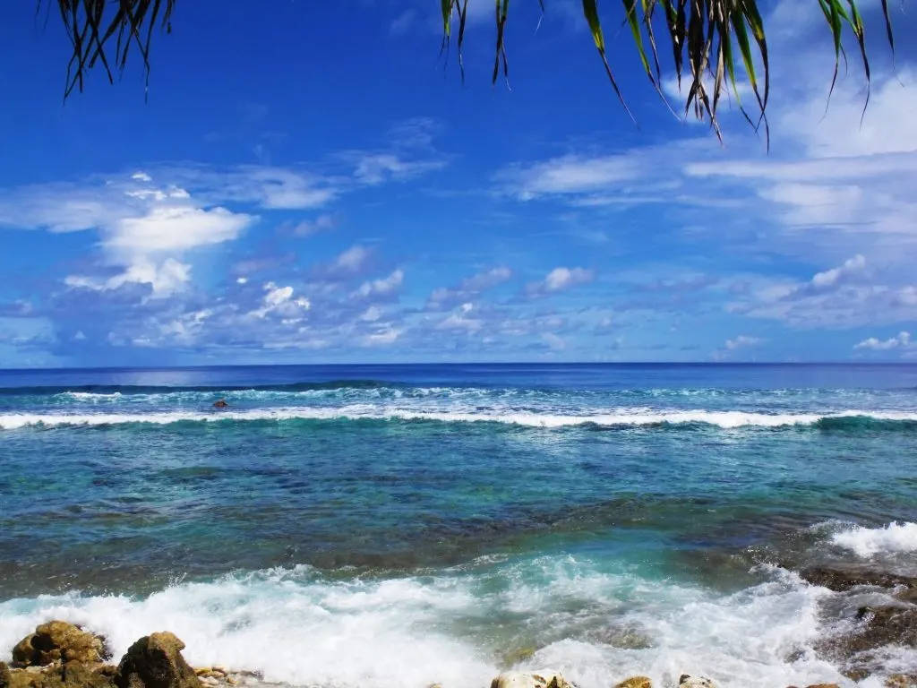 Tuvalu, turquoise waves, rocky shore, SD Desktop Wallpaper