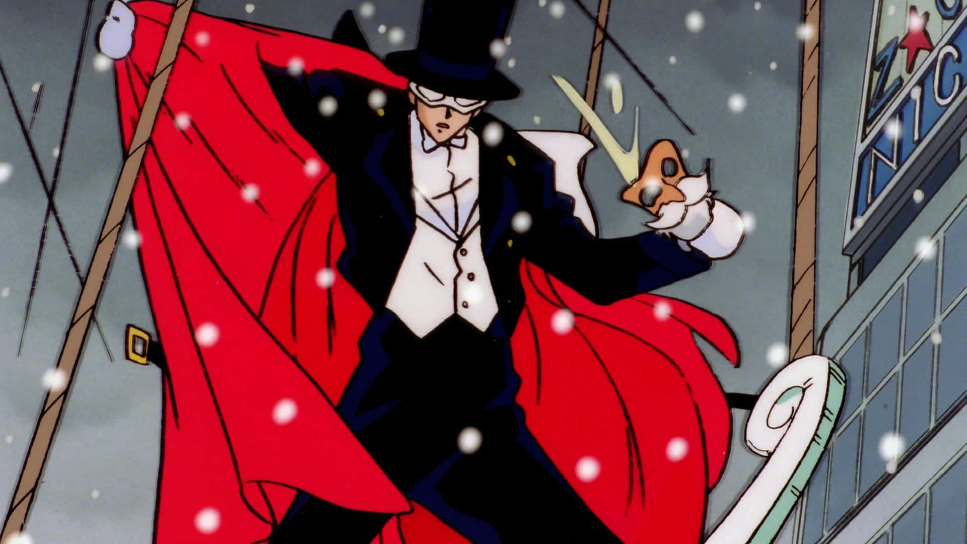 Tuxedo Mask, black top hat, red cape, Full HD Desktop Wallpaper