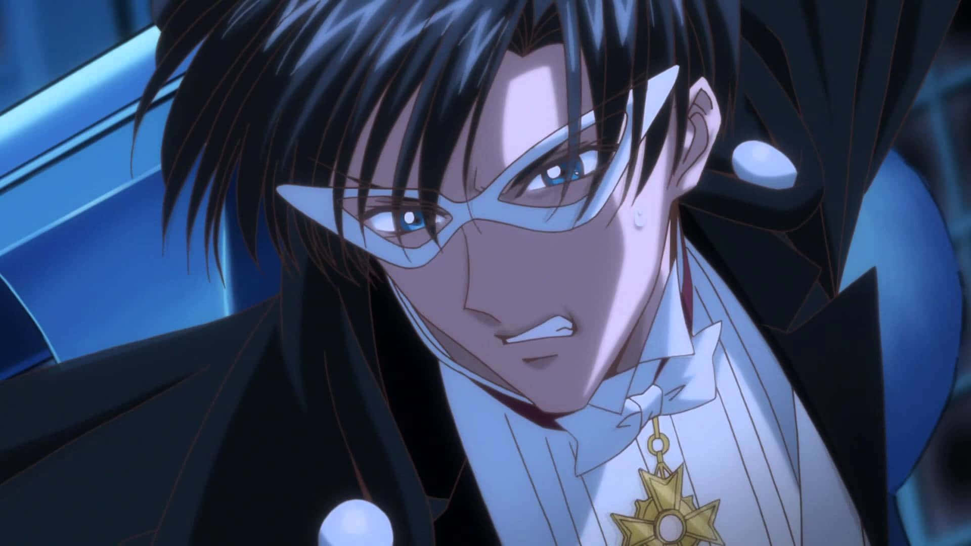 Tuxedo Mask, black suit, gold medal, Full HD Desktop Wallpaper