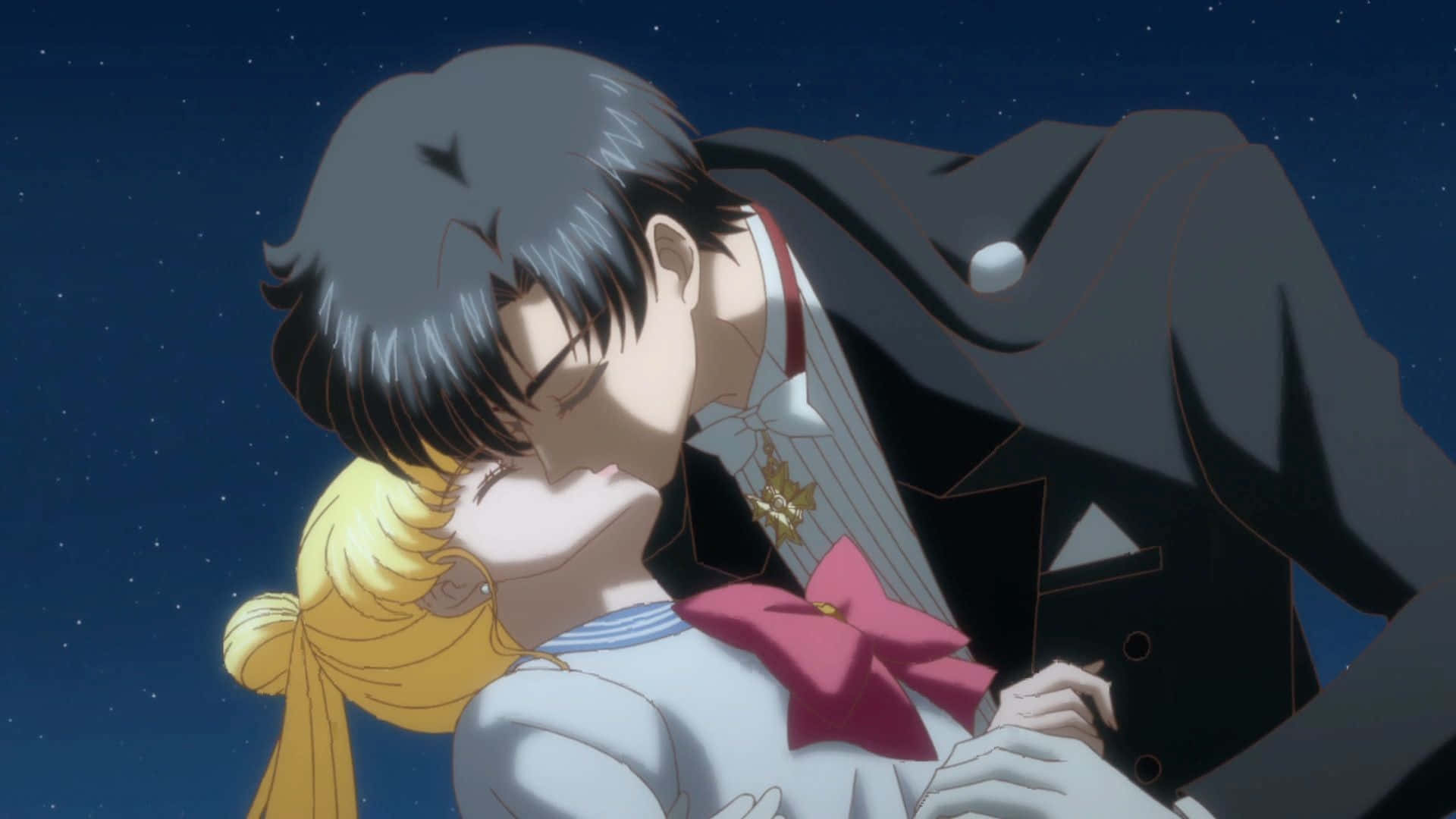 Tuxedo Mask, blonde girl, dark-haired boy, Full HD Desktop Wallpaper