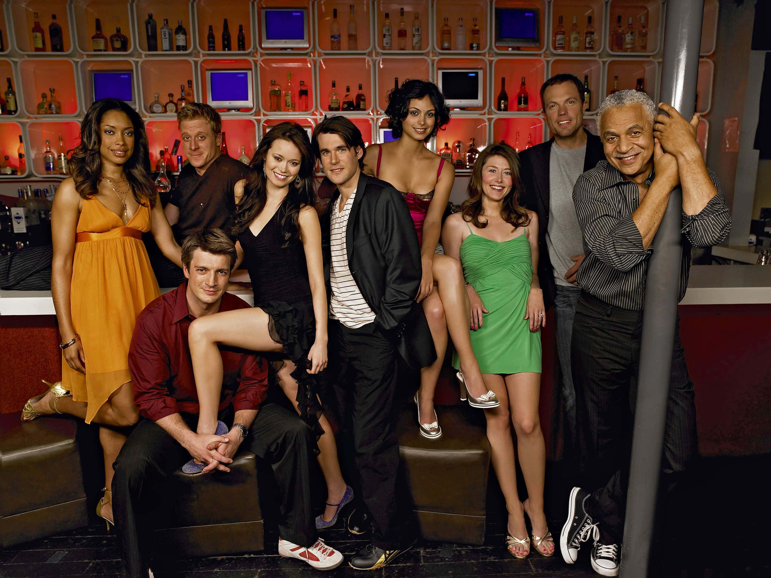 Tv Show Firefly, main characters, bar, 2K Desktop Wallpaper