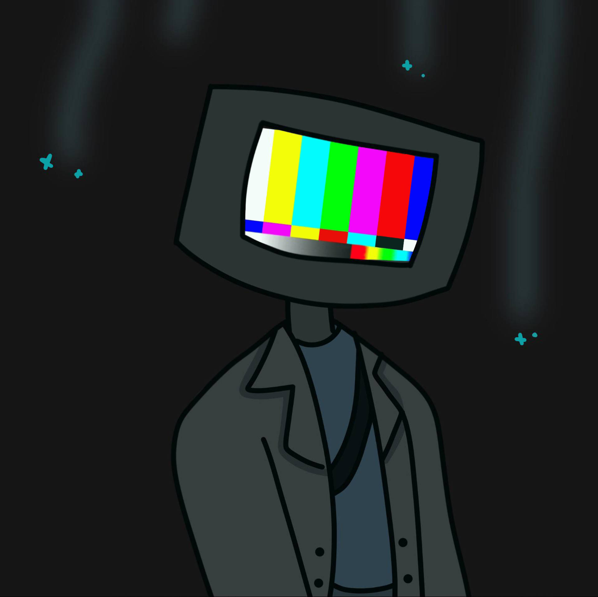 TV screen, color bar test pattern, glowing blue particles, Full HD Desktop Wallpaper