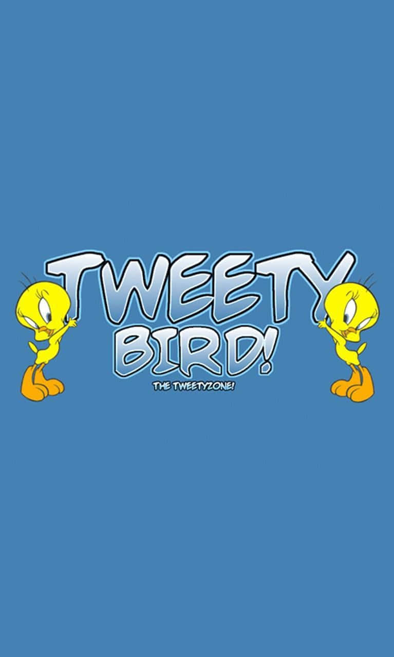 Tweety Bird, yellow cartoon birds, bold blue text, HD Phone Wallpaper