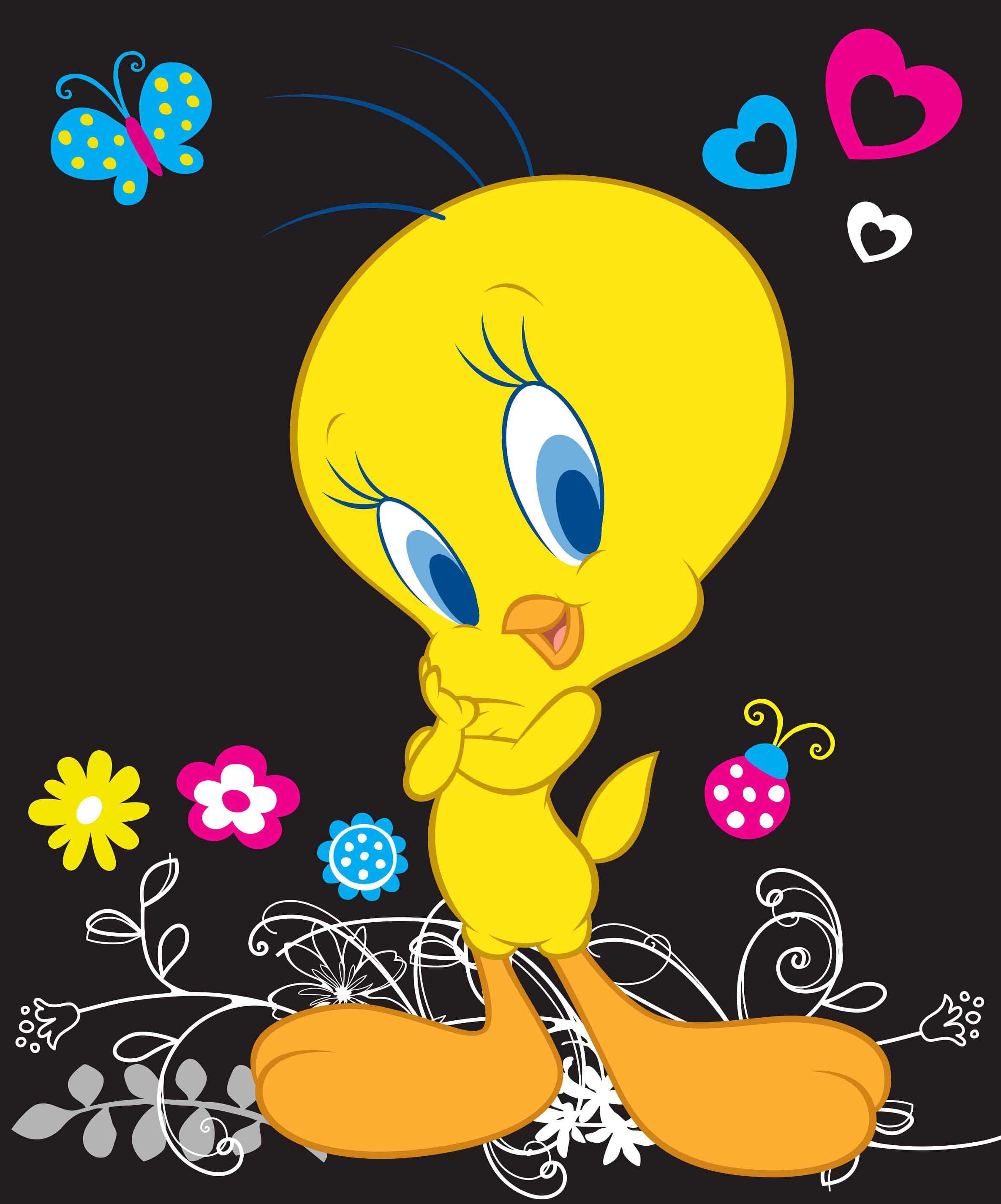 Tweety Bird, yellow cartoon bird, blue eyes, 2K Phone Wallpaper