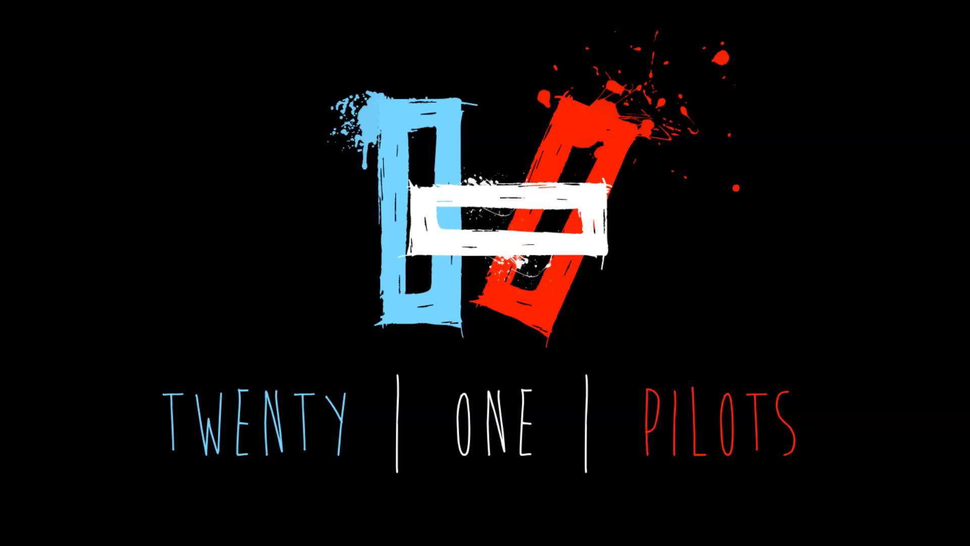 Twenty One Pilots, blue and red splattered numbers, black background, Full HD Desktop Wallpaper