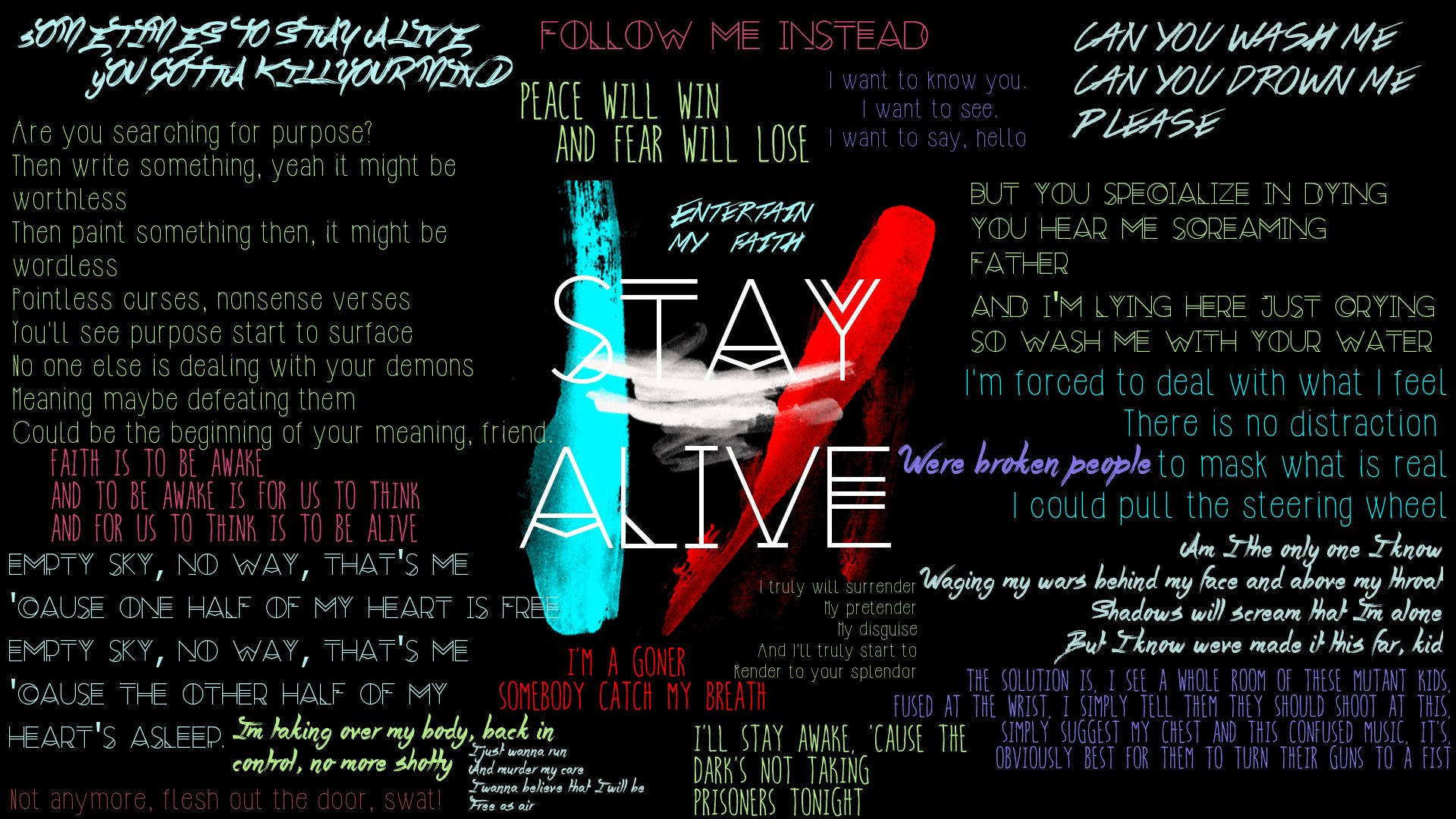 Twenty One Pilots, red, blue, Full HD Desktop Wallpaper