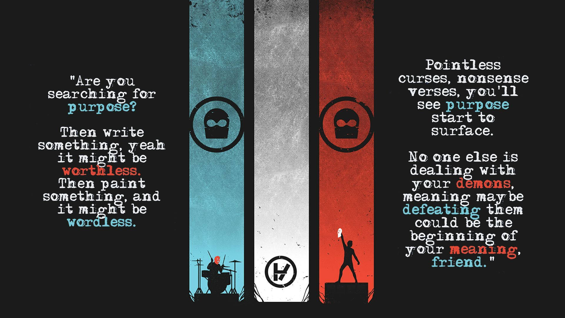Twenty One Pilots, teal gray, red, Full HD Desktop Wallpaper