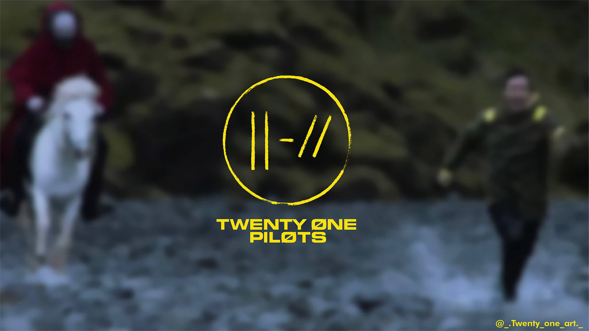 Twenty One Pilots, white horse, rocky stream, Full HD Desktop Wallpaper