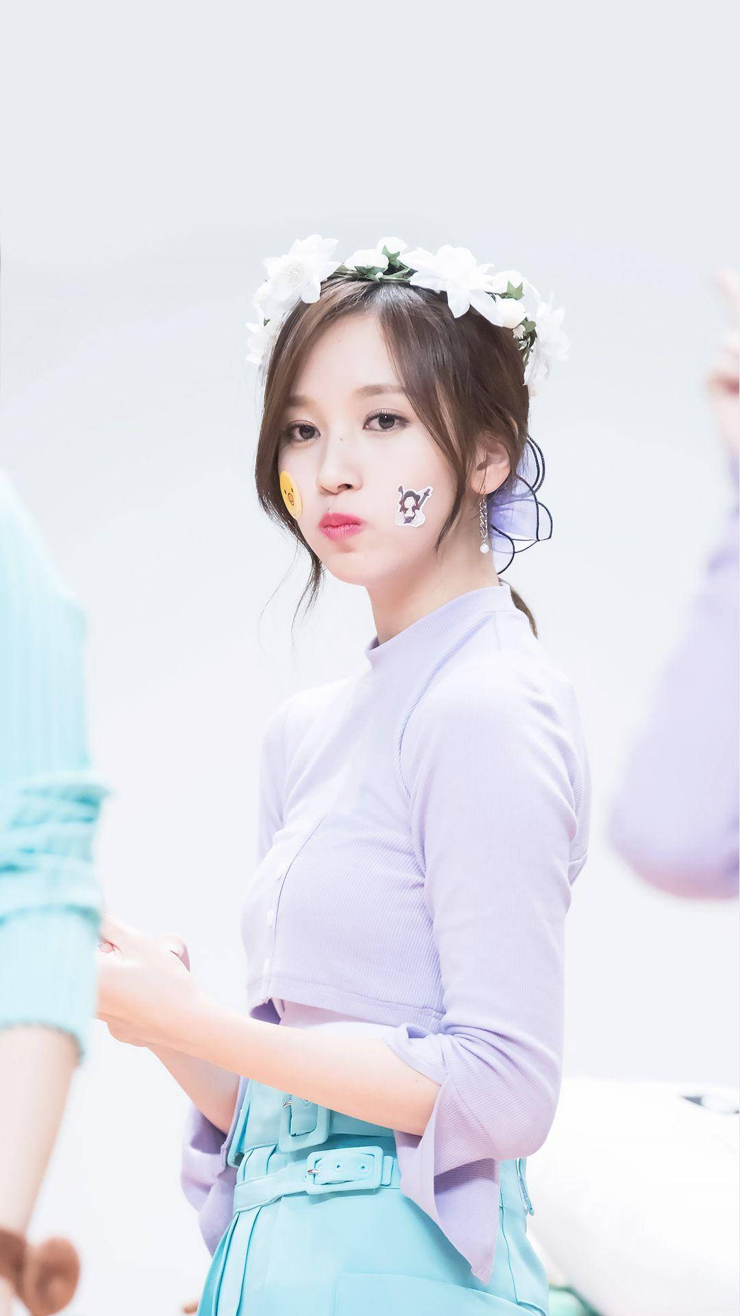 Twice, Mina, white floral crown, Full HD Phone Wallpaper