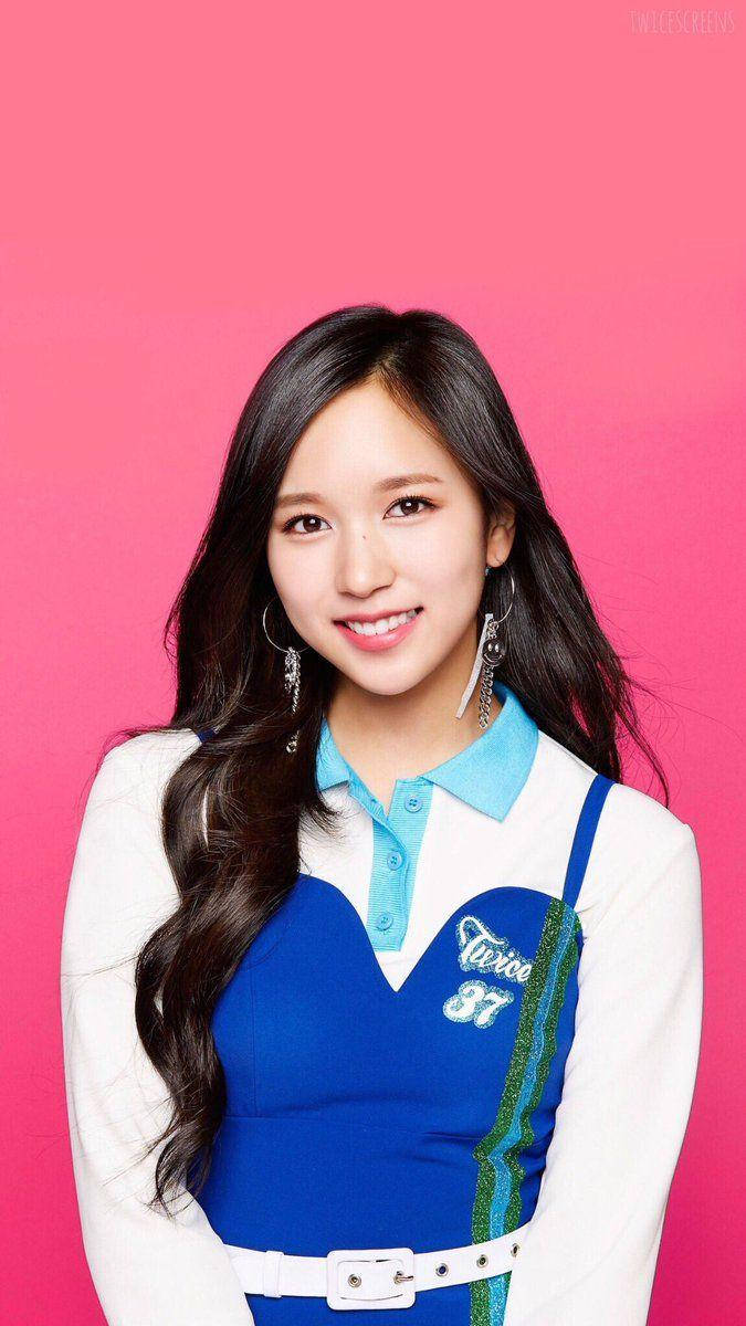 Twice, Mina, blue and white outfit, SD Phone Wallpaper