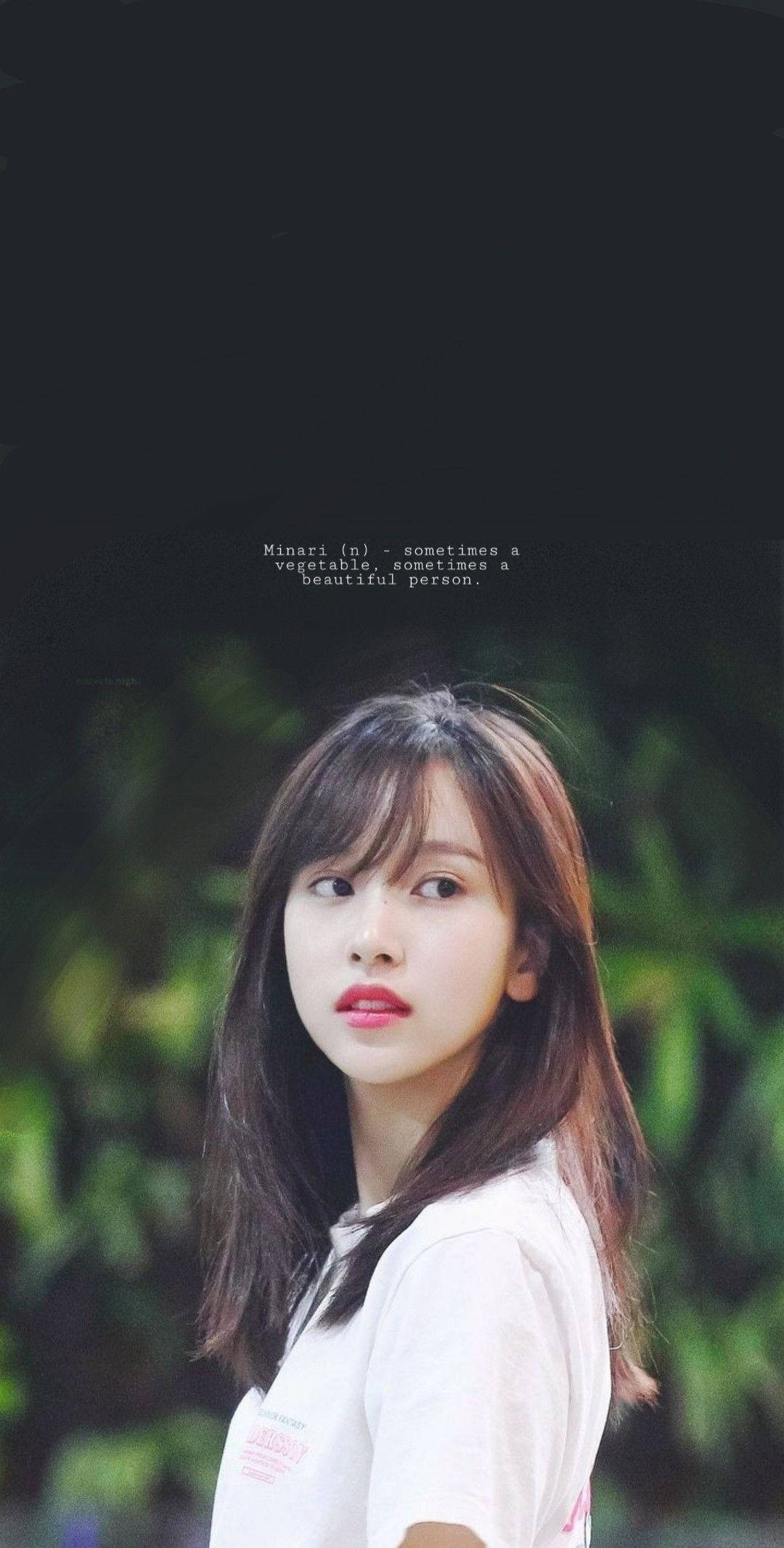 Twice Mina, brown hair, pink lips, Full HD Phone Wallpaper