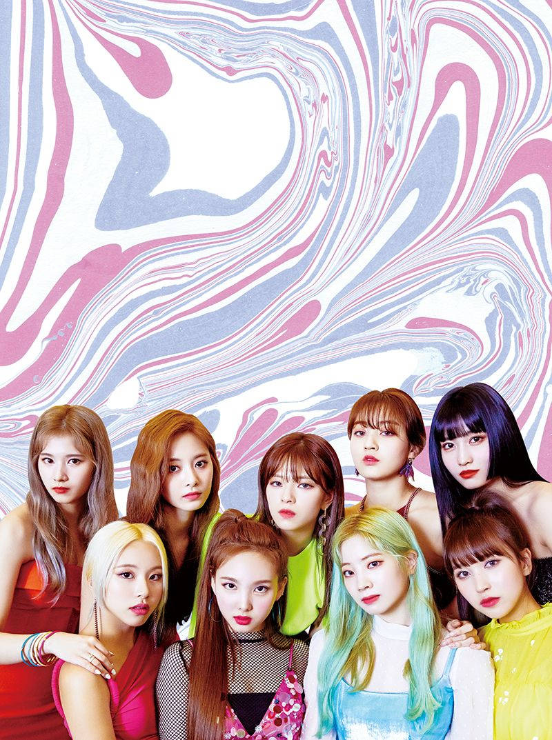 Twice, pink, blue, SD Phone Wallpaper