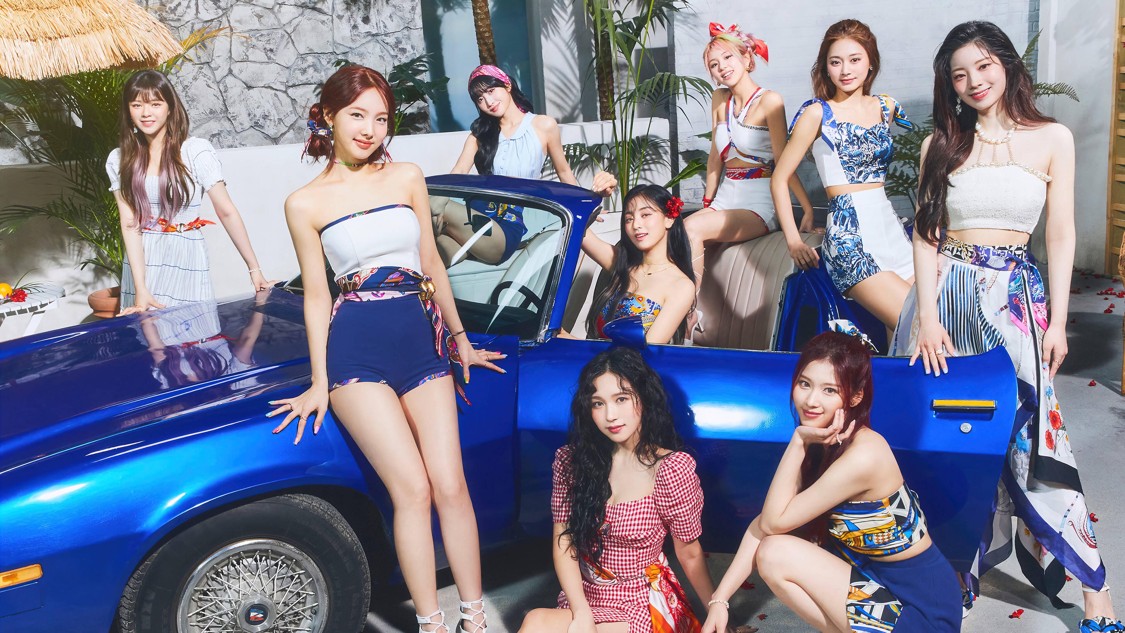 Twice, blue luxury car, shiny blue convertible, 4K Desktop Wallpaper