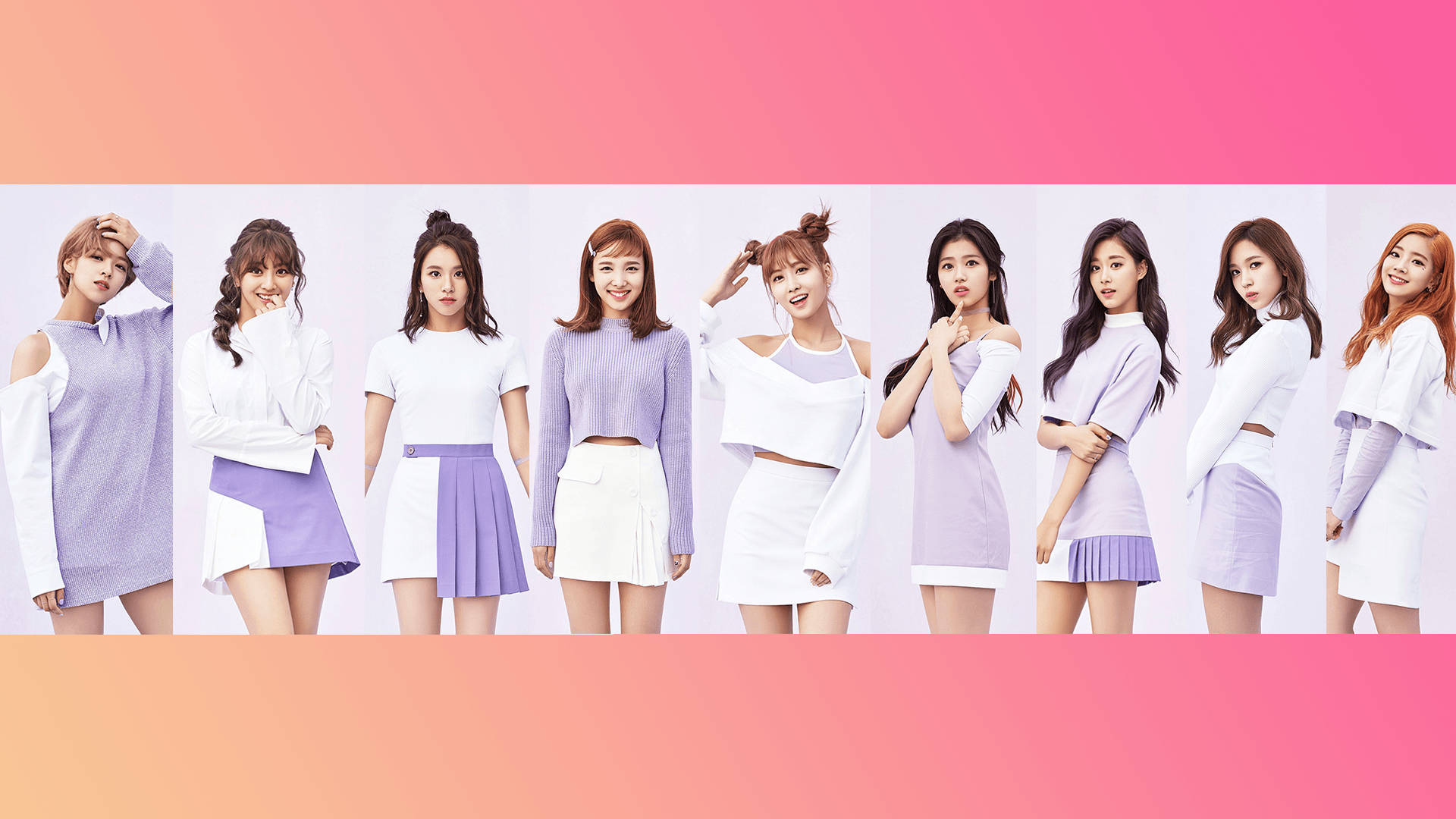 TWICE, pastel purple, white, Full HD Desktop Wallpaper
