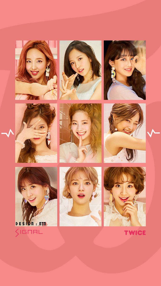 Twice, pink, grid layout, SD Phone Wallpaper