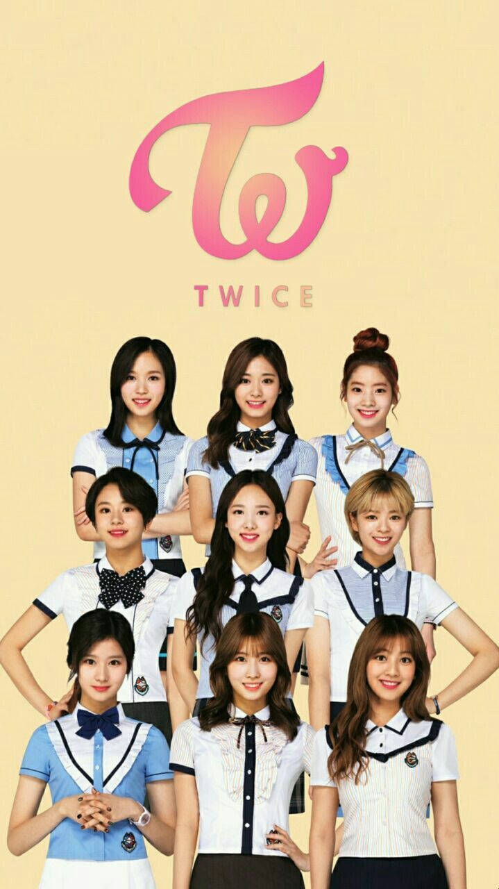 TWICE, sailor-style outfits, pink gradient TWICE logo, HD Phone Wallpaper