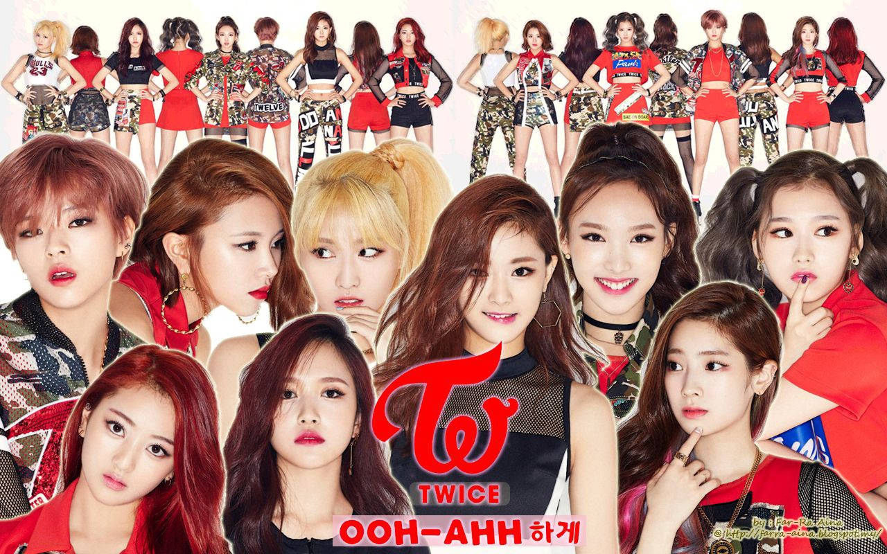 TWICE, K-pop group, red, HD Desktop Wallpaper