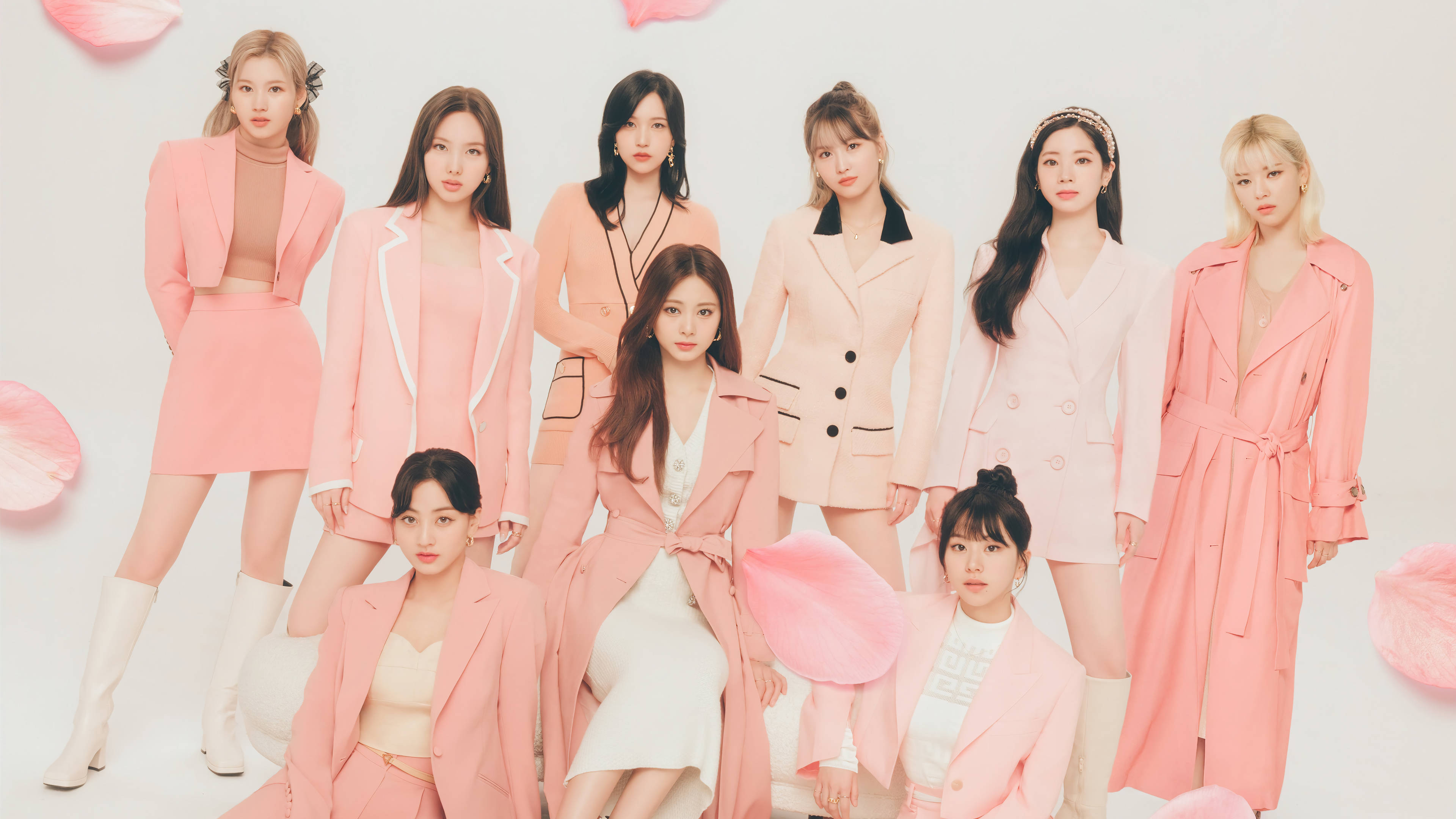 Twice, pink outfits, seven women, 4K Desktop Wallpaper