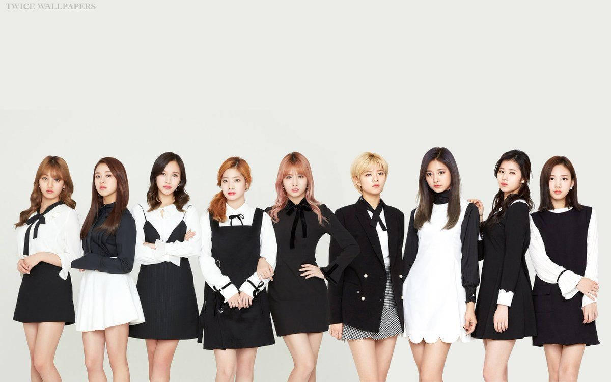 Twice, black and white, light gray background, SD Desktop Wallpaper