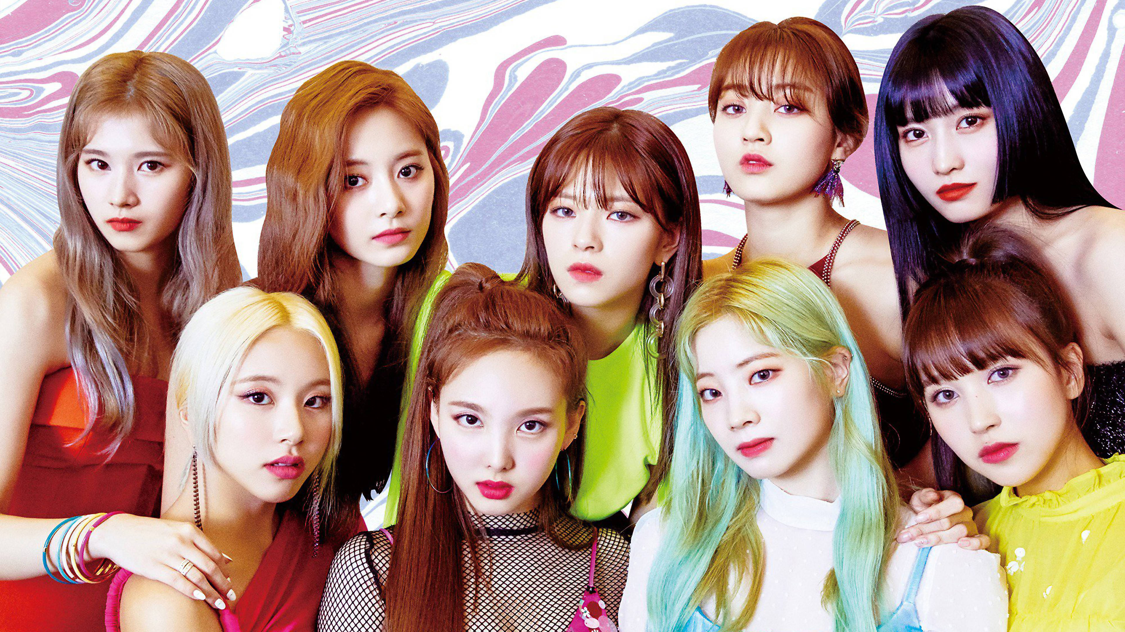 Twice, abstract backdrop, pink and blue, 4K Desktop Wallpaper
