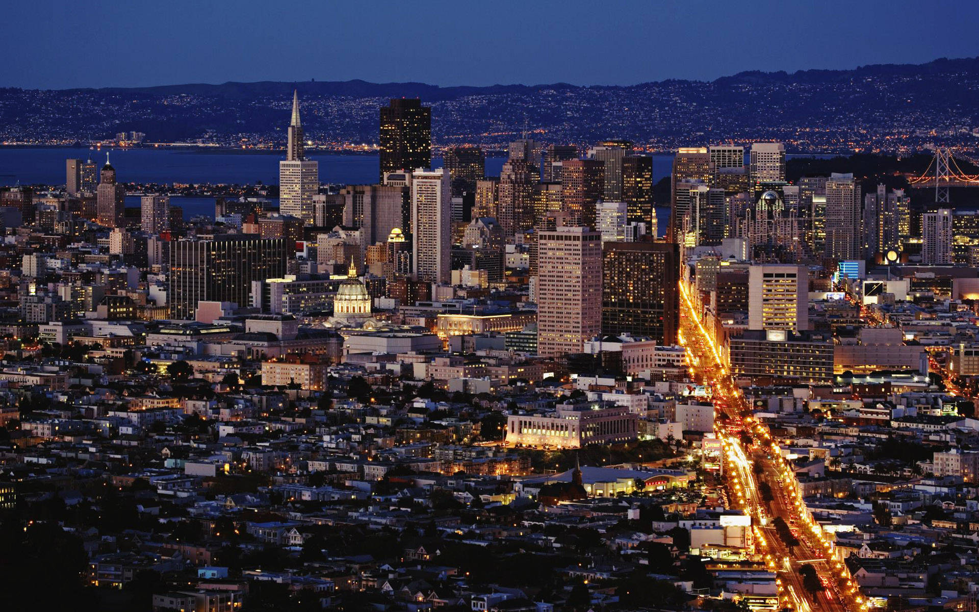 Twin Peaks, San Francisco, dusk, Full HD Desktop Wallpaper