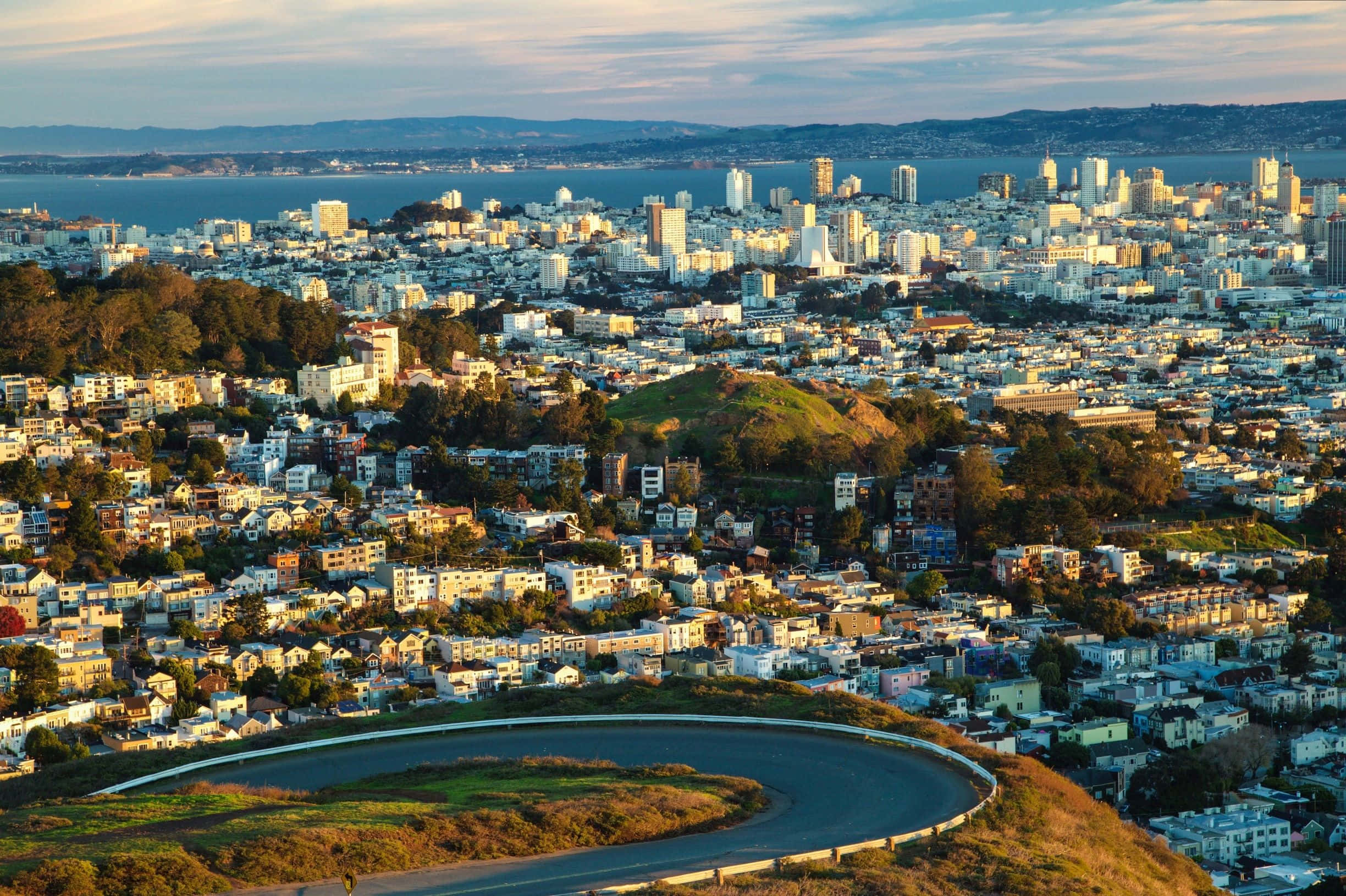 Twin Peaks, San Francisco, Golden hour, Full HD Desktop Wallpaper