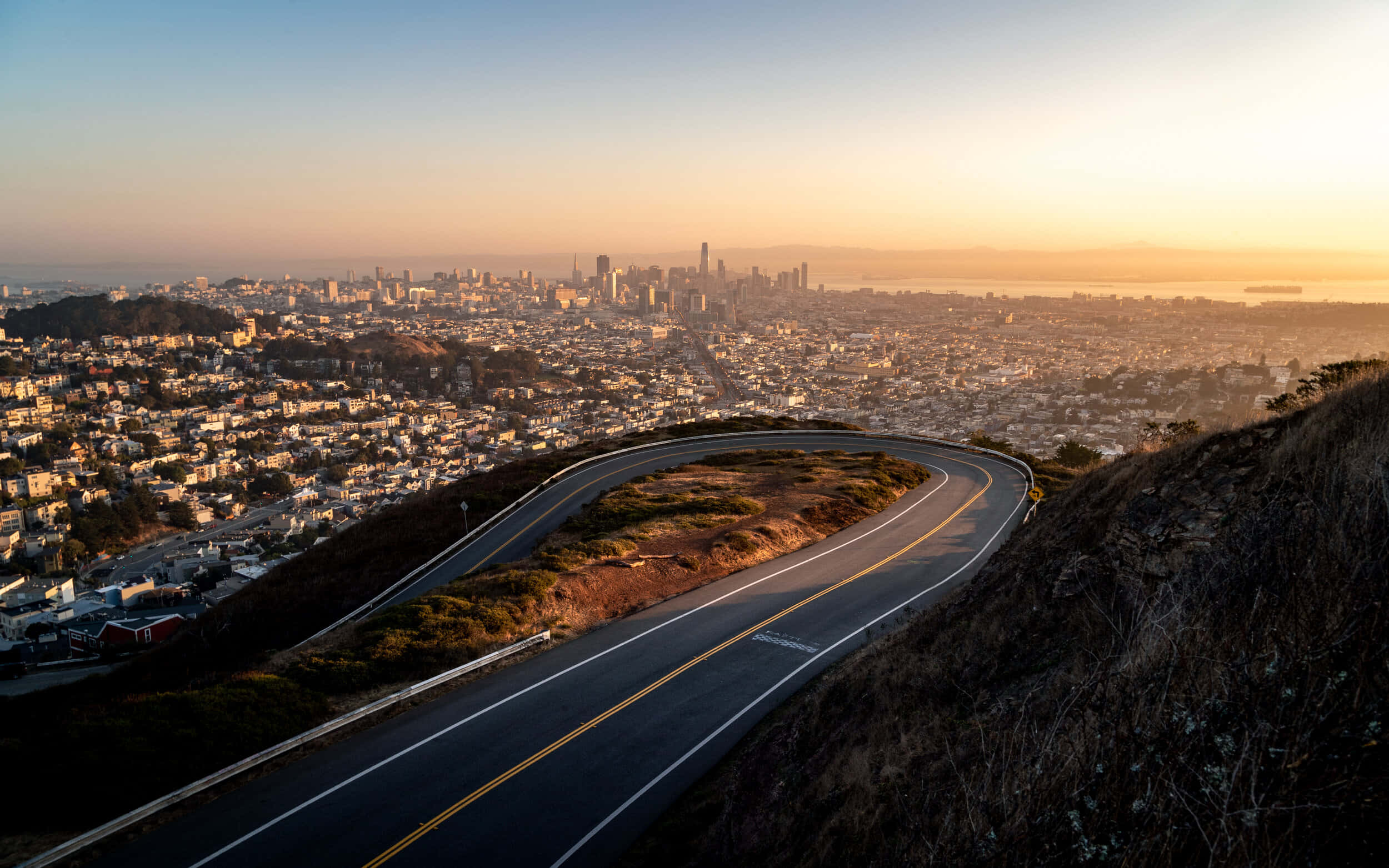 Twin Peaks, San Francisco, sunset, Full HD Desktop Wallpaper