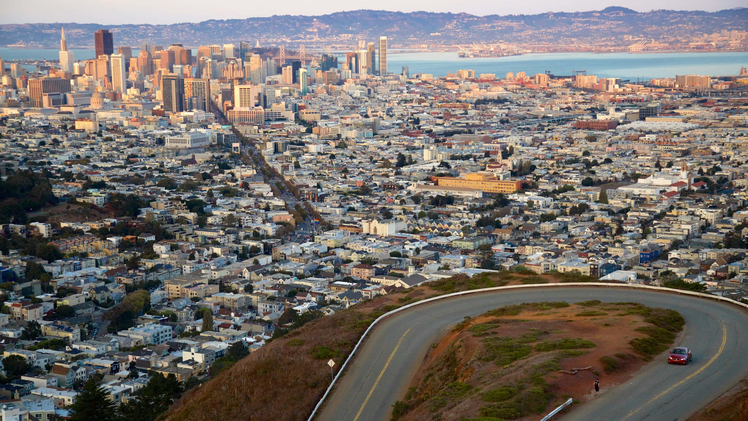 Twin Peaks, San Francisco, sunset, 2K Desktop Wallpaper