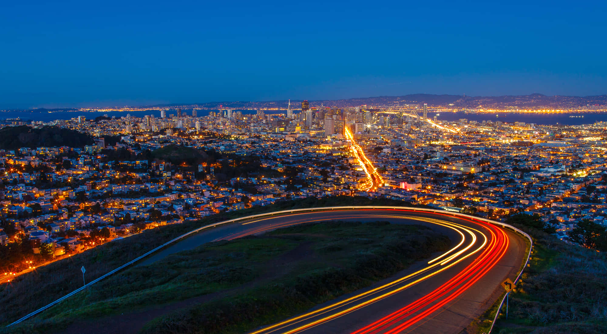 Twin Peaks, San Francisco, Night View, Full HD Desktop Wallpaper