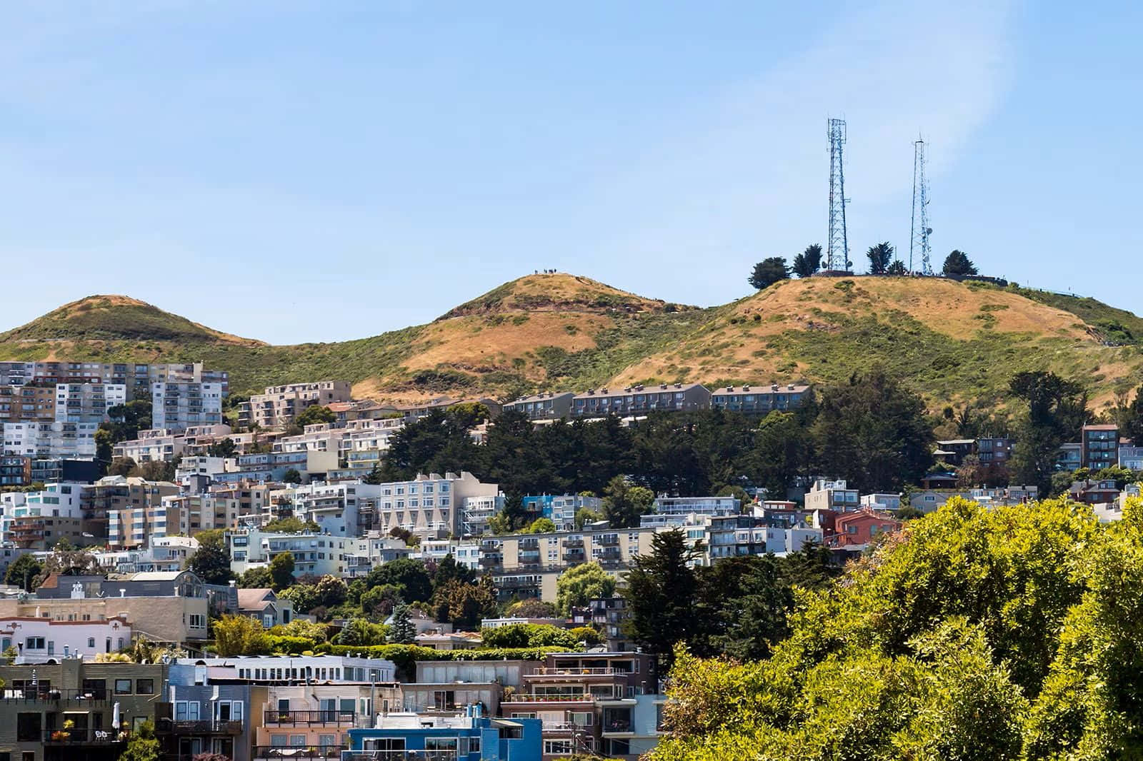 Twin Peaks San Francisco, cityscape, residential buildings, HD Desktop Wallpaper