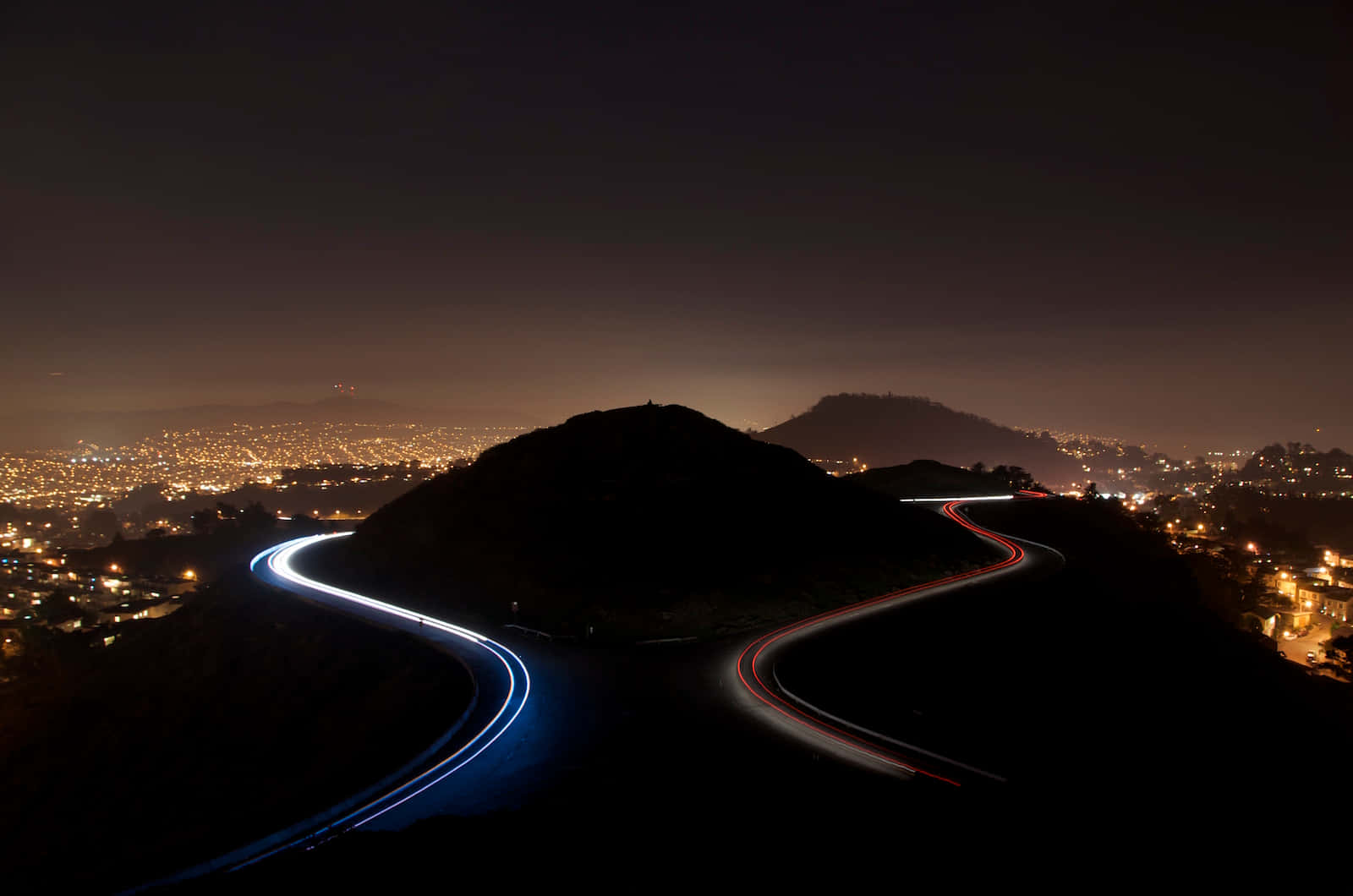 Twin Peaks, San Francisco, nighttime, HD Desktop Wallpaper