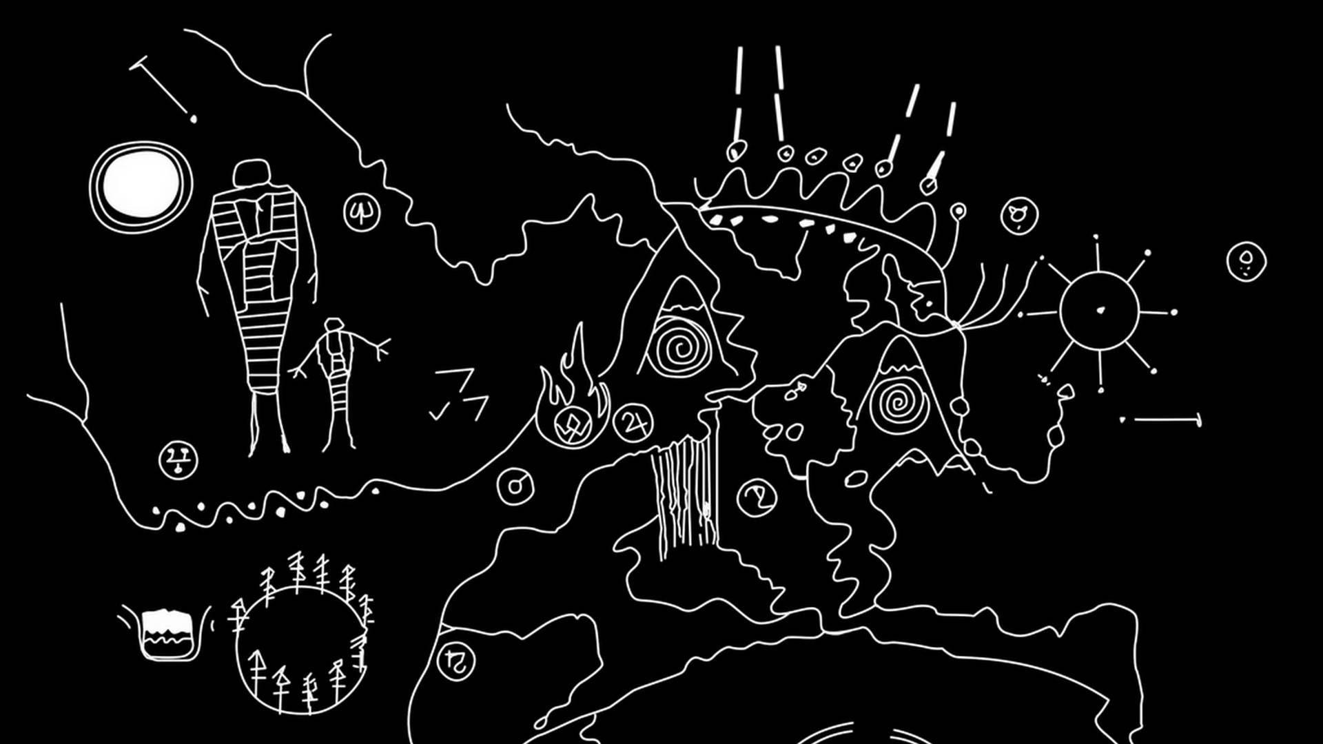 Twin Peaks, 1920 x 1080, white line drawings, Full HD Desktop Wallpaper