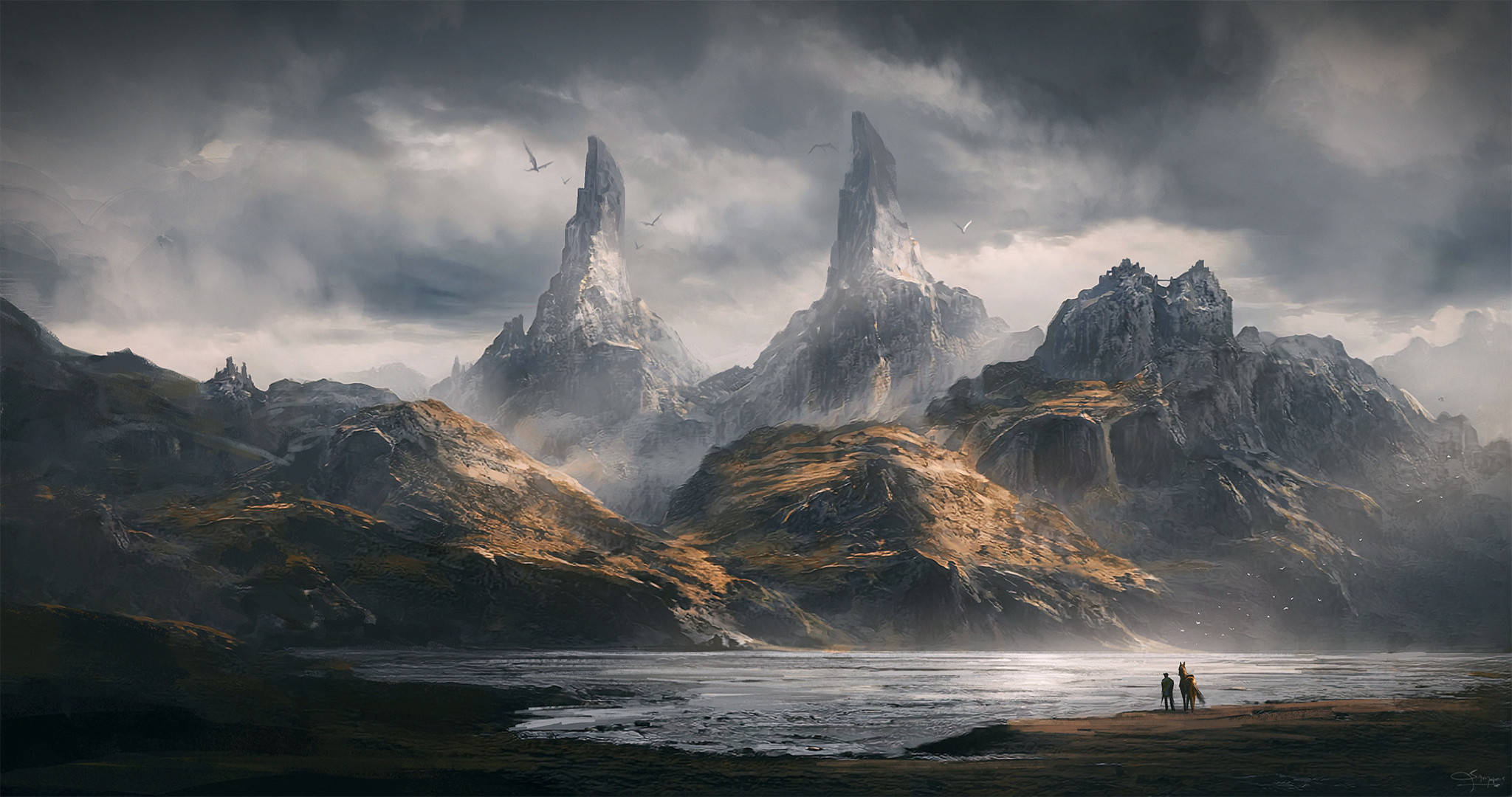 Twin Peaks, mountain landscape, vast lake, Full HD Desktop Wallpaper