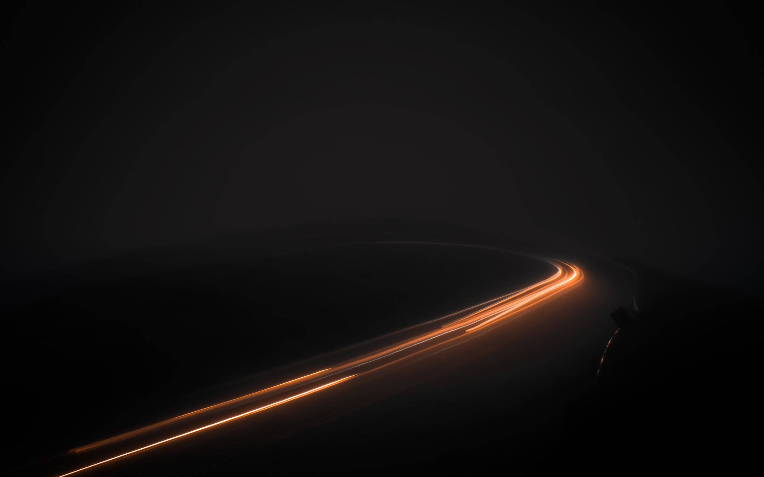 Twin Peaks, dark misty night landscape, glowing orange light trail, 2K Desktop Wallpaper