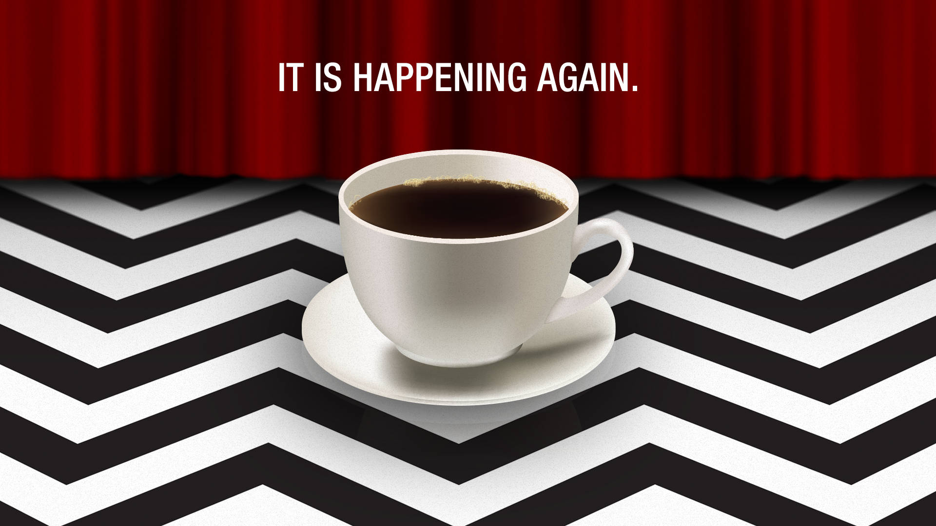 Twin Peaks, coffee cup, black and white chevron patterned surface, Full HD Desktop Wallpaper
