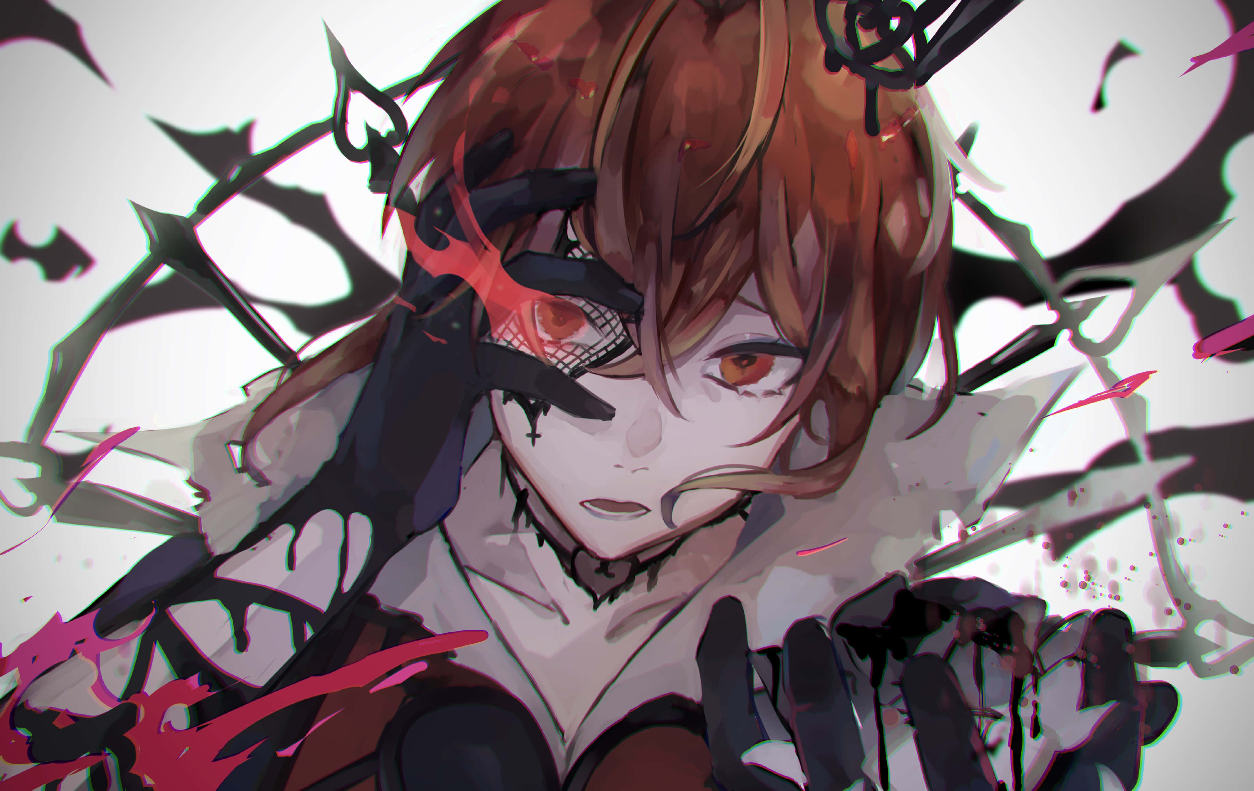 Twisted Wonderland, dark magic transformation, red eyes, 4K Desktop Wallpaper