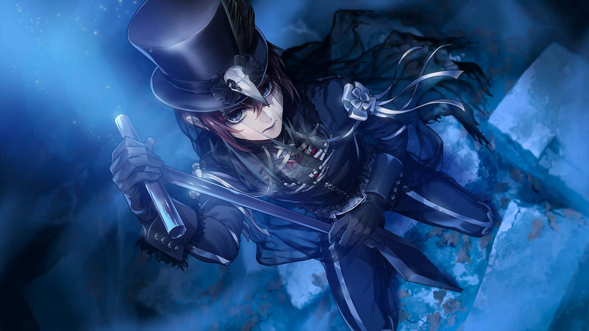 Twisted Wonderland, mysterious magic user, dark-haired anime character, Full HD Desktop Wallpaper