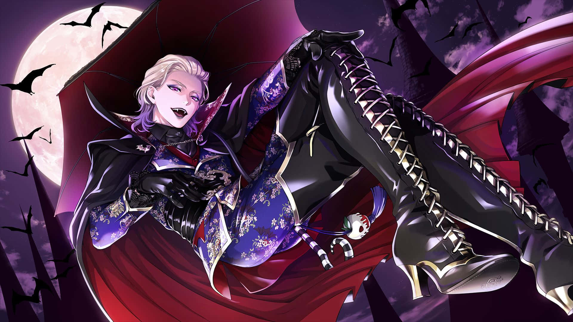 Twisted Wonderland, vampire style, full moon, Full HD Desktop Wallpaper