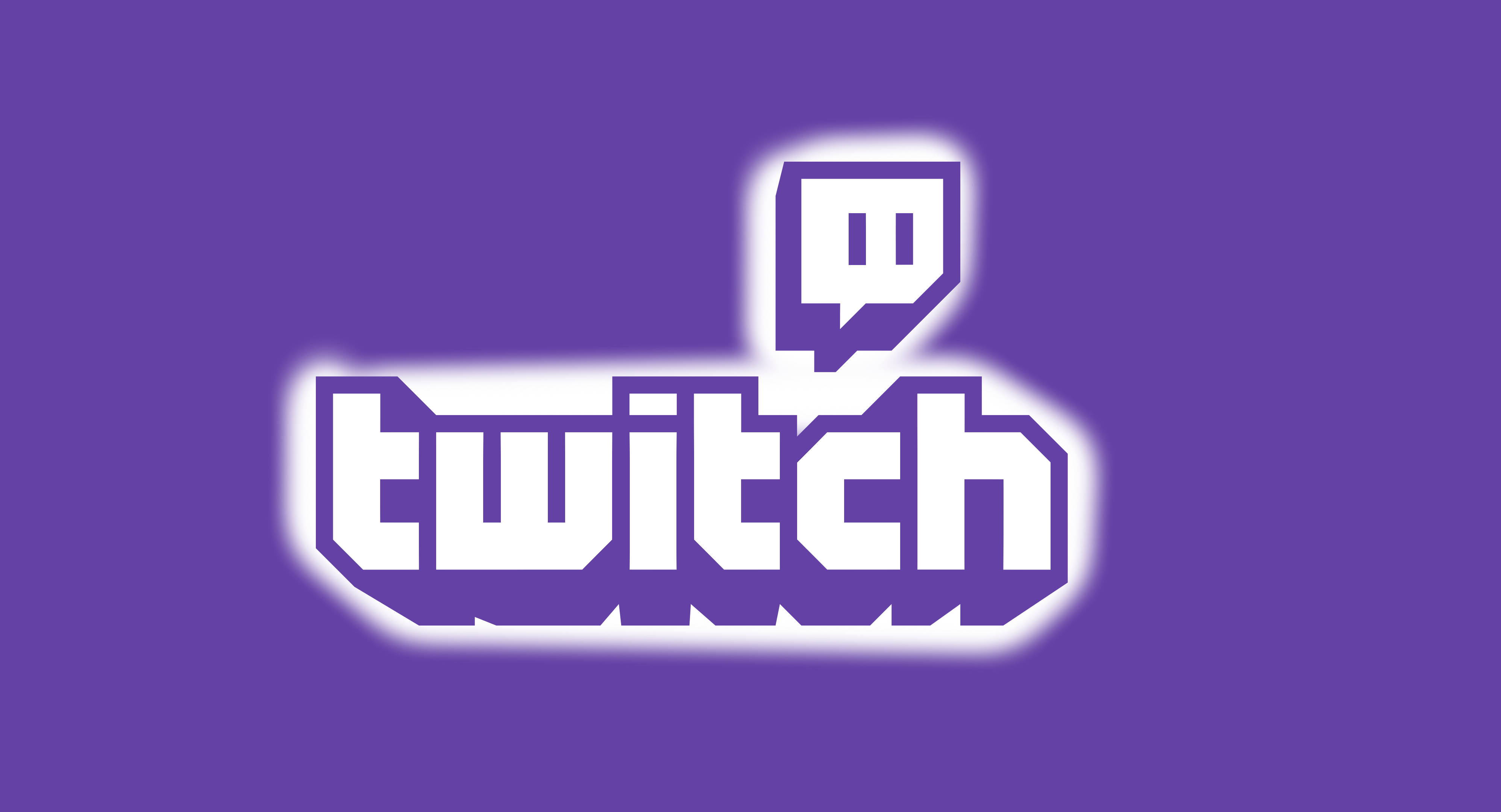 Twitch, white glow, bold white letters, 4K Desktop Wallpaper