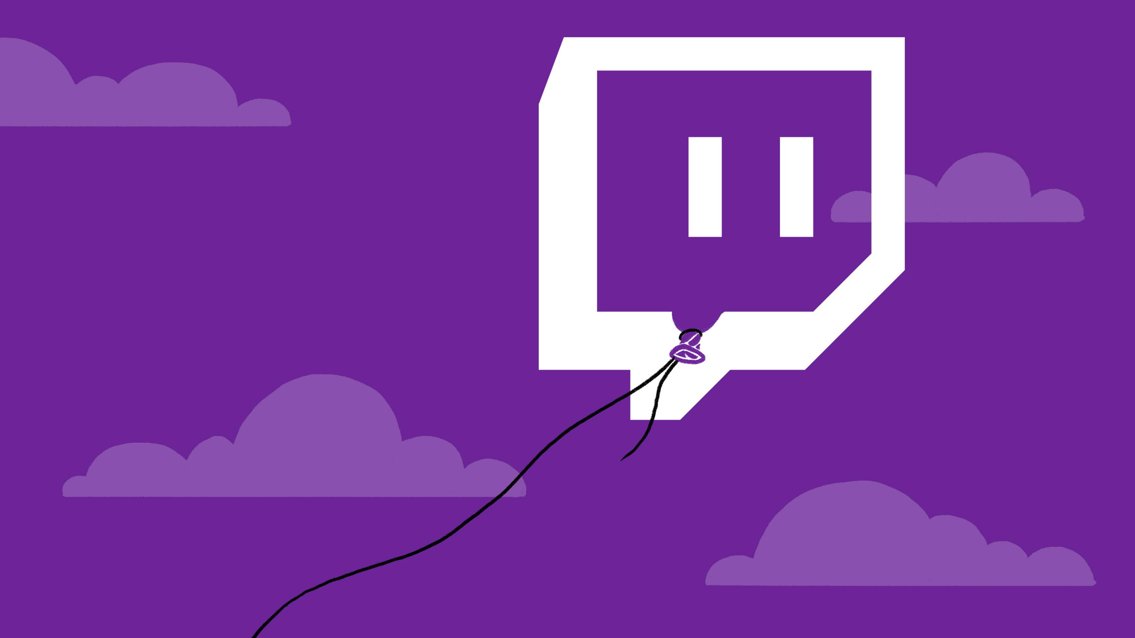 Twitch logo, white, purple sky, 4K Desktop Wallpaper