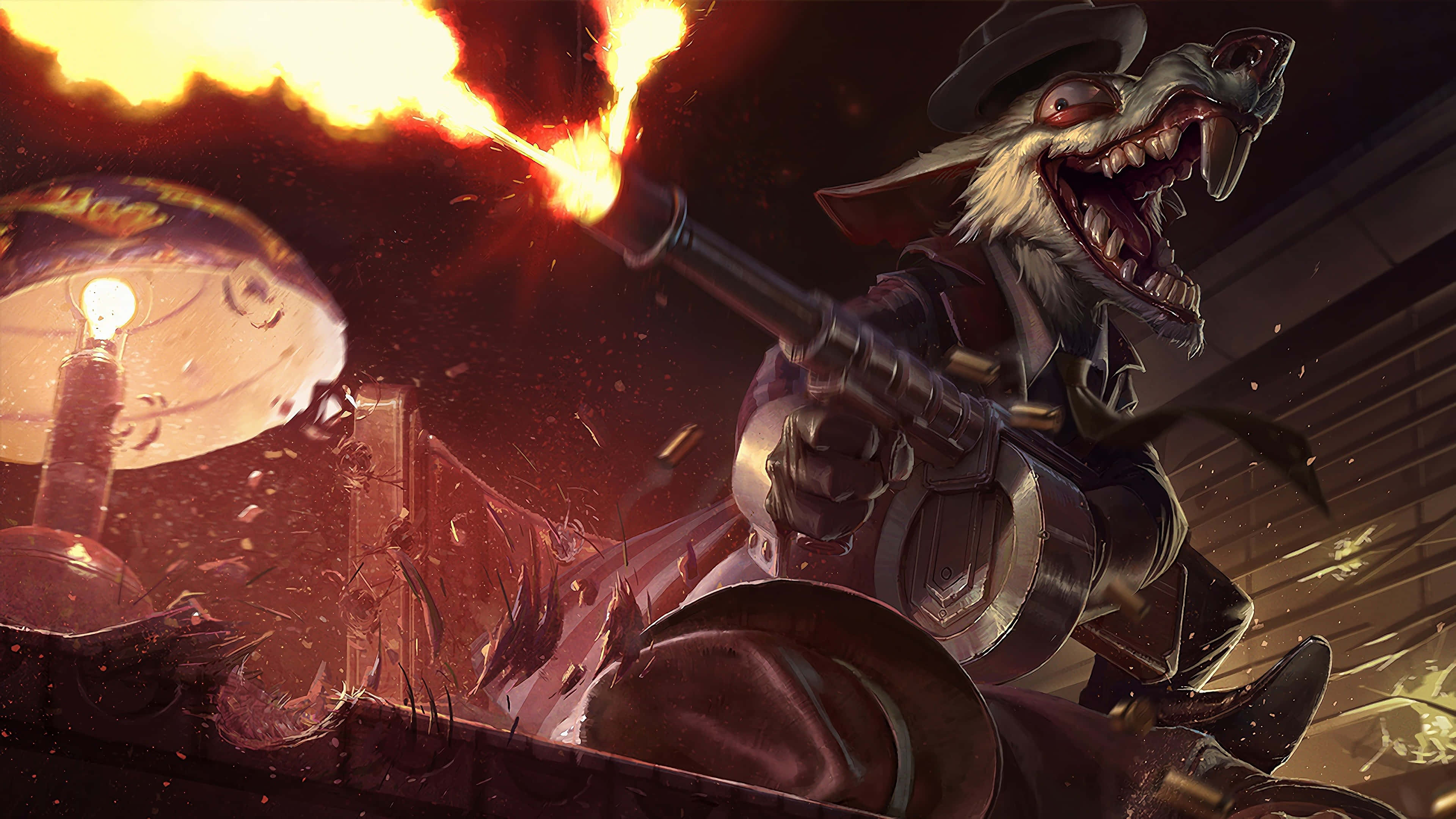 Neon Twitch, anthropomorphic wolf, cowboy hat, 4K Desktop Wallpaper