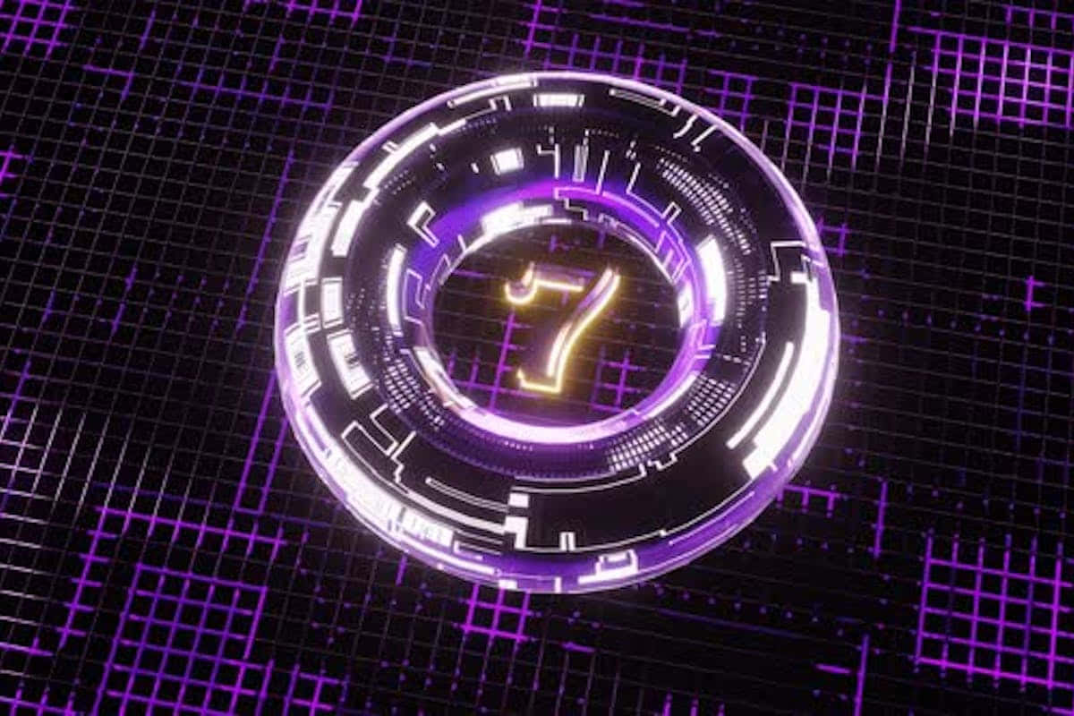 Neon Twitch, number seven, circular interface, SD Desktop Wallpaper