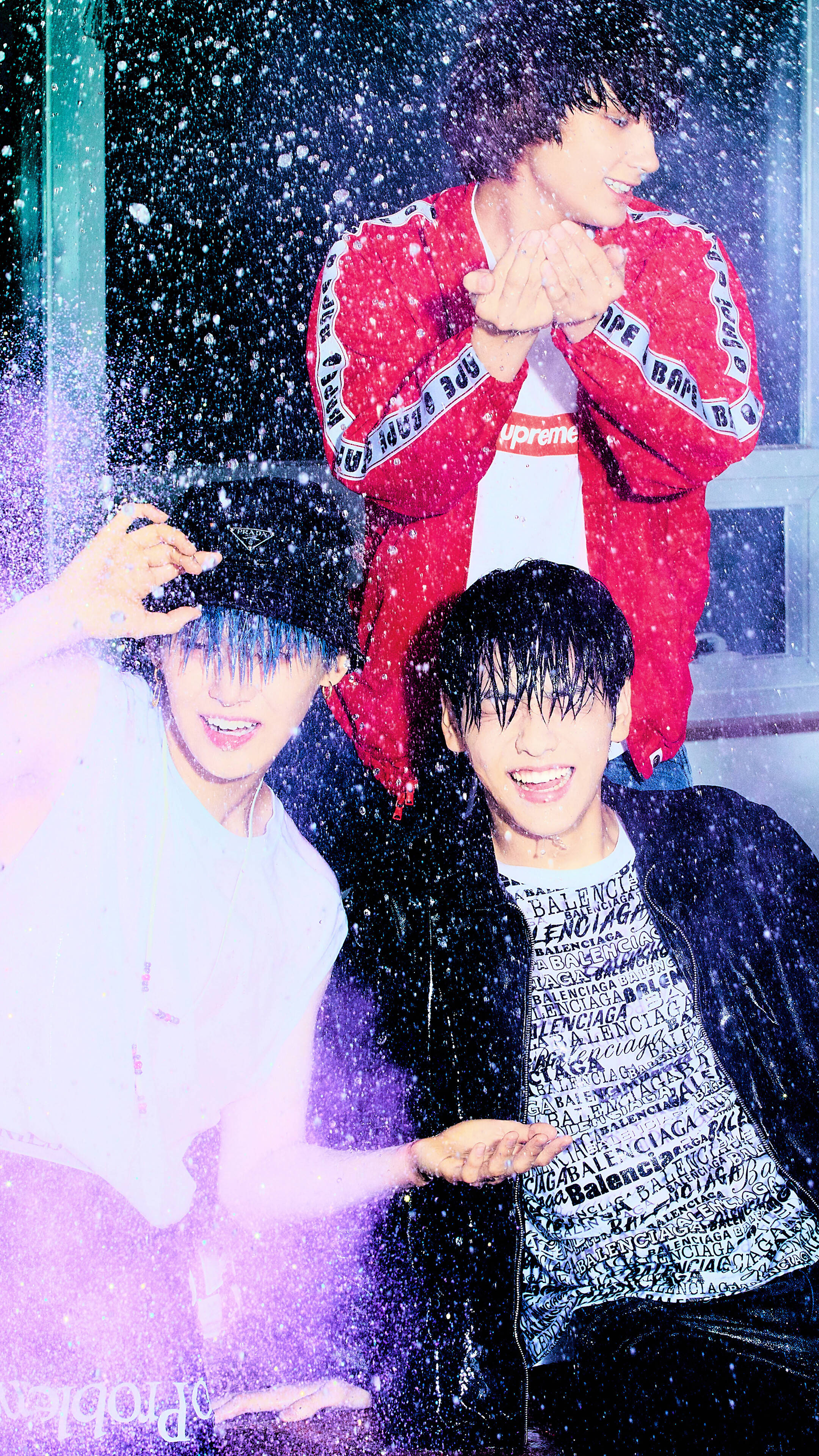 TXT, snowflakes, vibrant purple-lit, 4K Phone Wallpaper