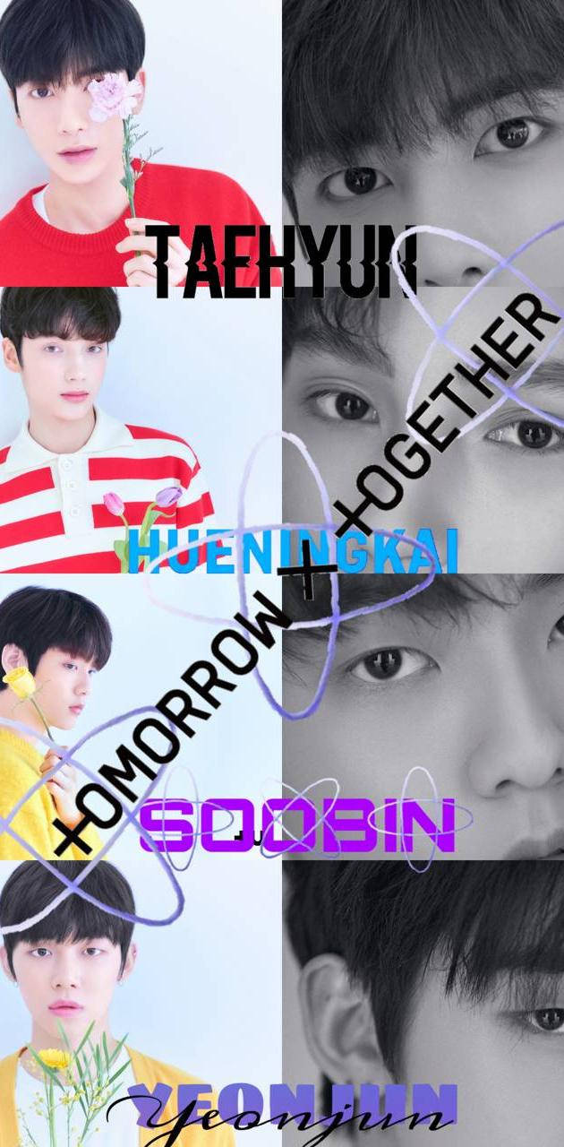 TXT, K-pop idols, flowers, HD Phone Wallpaper