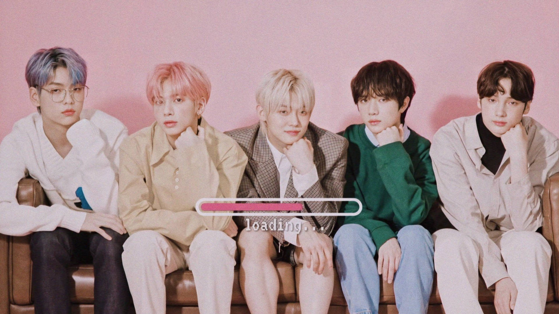 TXT Loading, five young men, colorful hair, Full HD Desktop Wallpaper