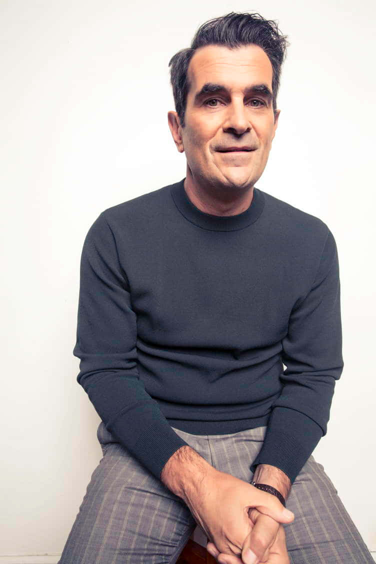 Ty Burrell, dark sweater, plain white background, SD Phone Wallpaper